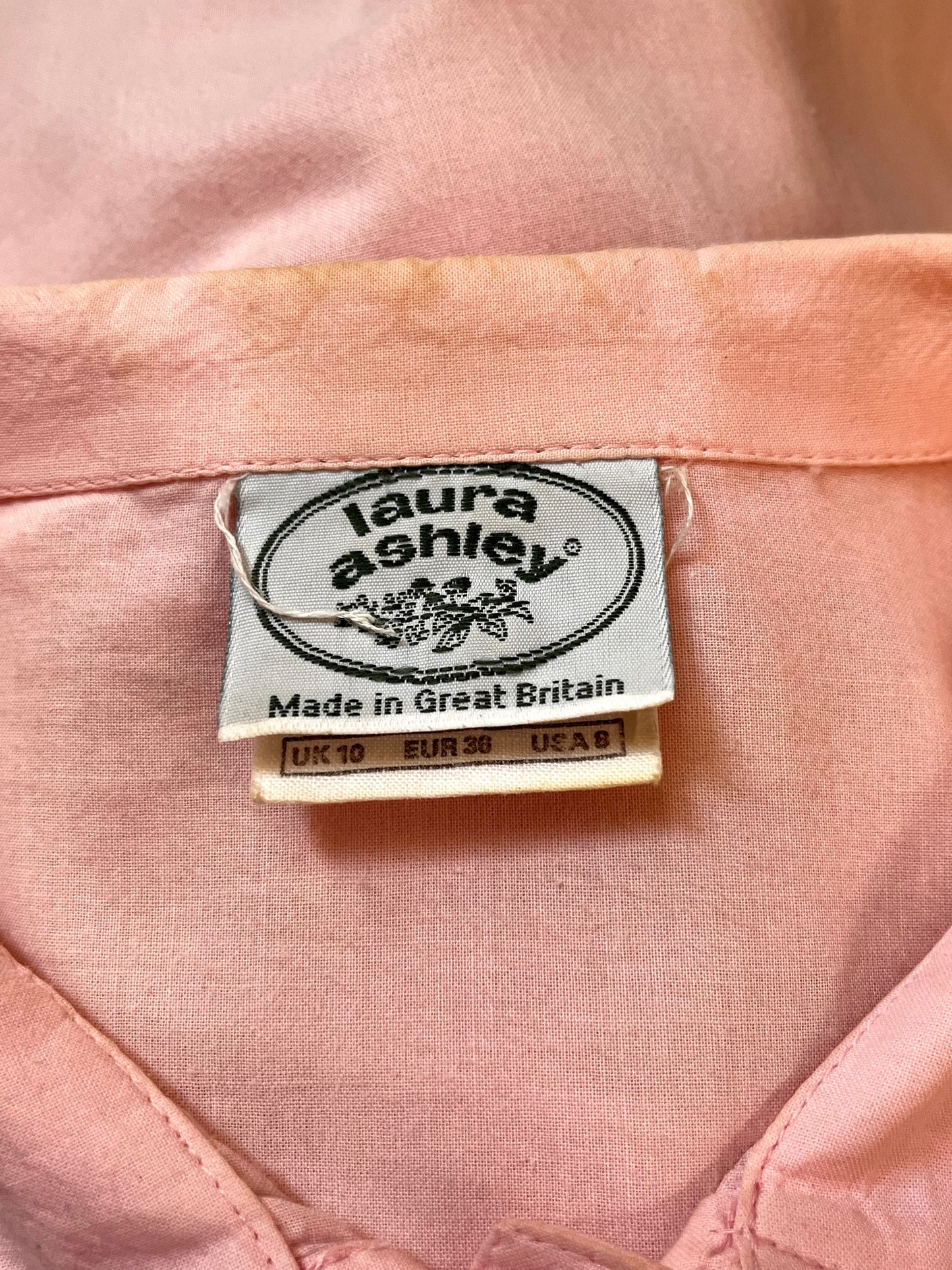 Vintage 1980's "Laura Ashley" Collared Light Pink Blouse