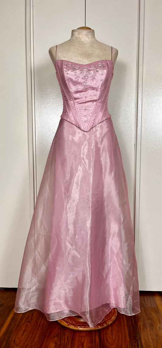 Vintage Y2K "Faviana" Lilac-Pink Corset Top & Skirt Set