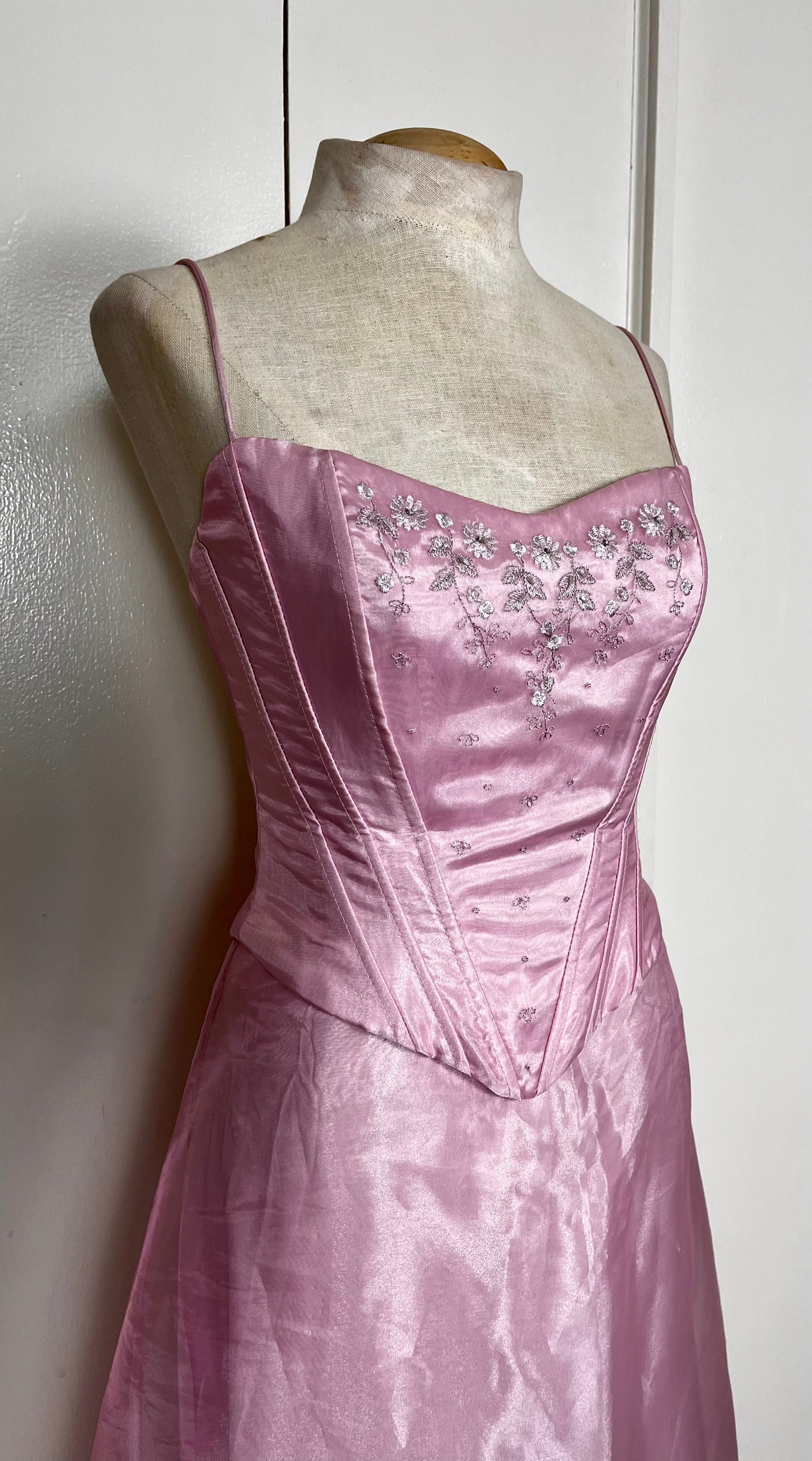 Vintage Y2K "Faviana" Lilac-Pink Corset Top & Skirt Set