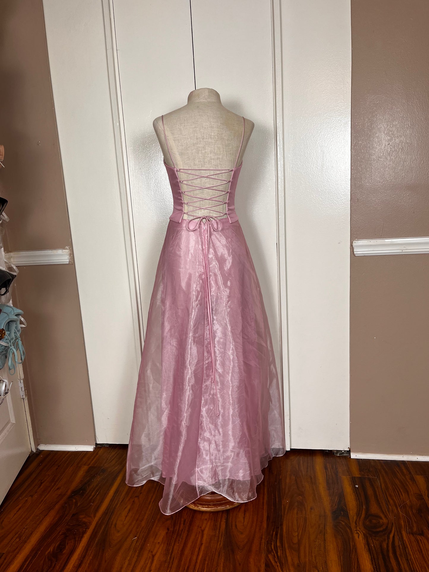 Vintage Y2K "Faviana" Lilac-Pink Corset Top & Skirt Set