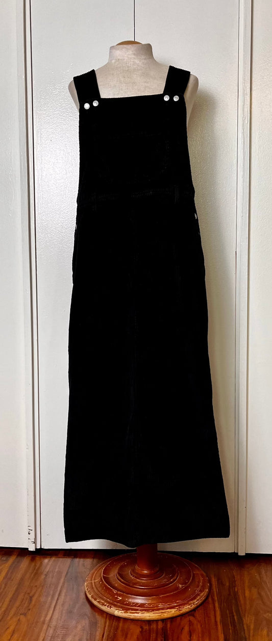 Vintage 1990's "Dockers" Black Corduroy Overall Jumper Dress
