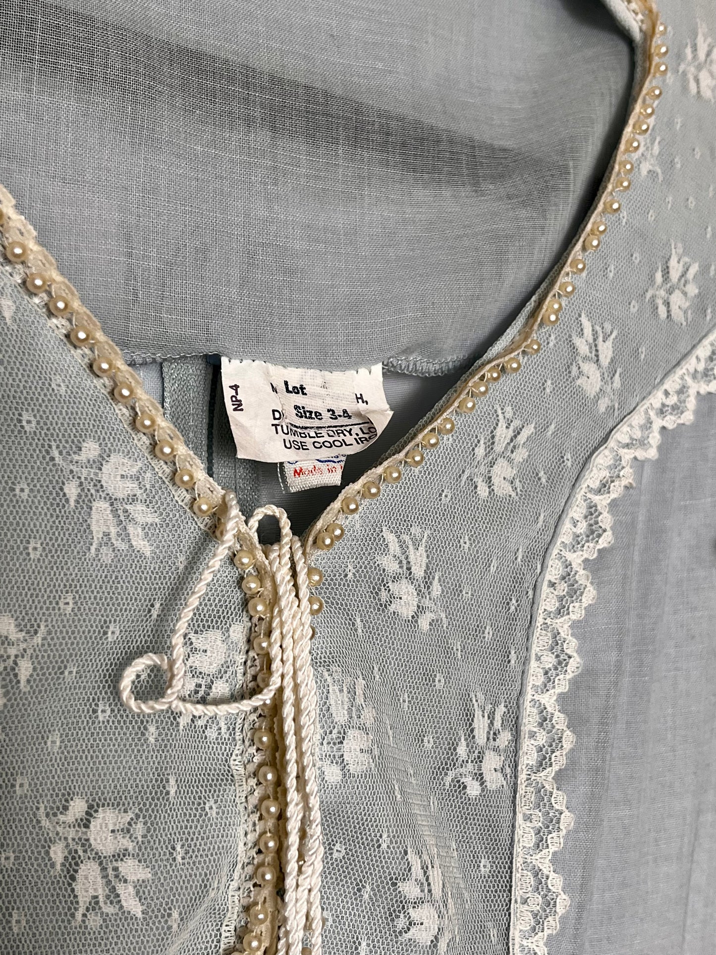 Vintage 1970's "Union-Made" Light Blue Short Sleeve Prairie Maxi Dress