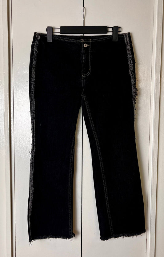Vintage Y2K "Guess" Raw Hem Mid-Rise Black Jeans