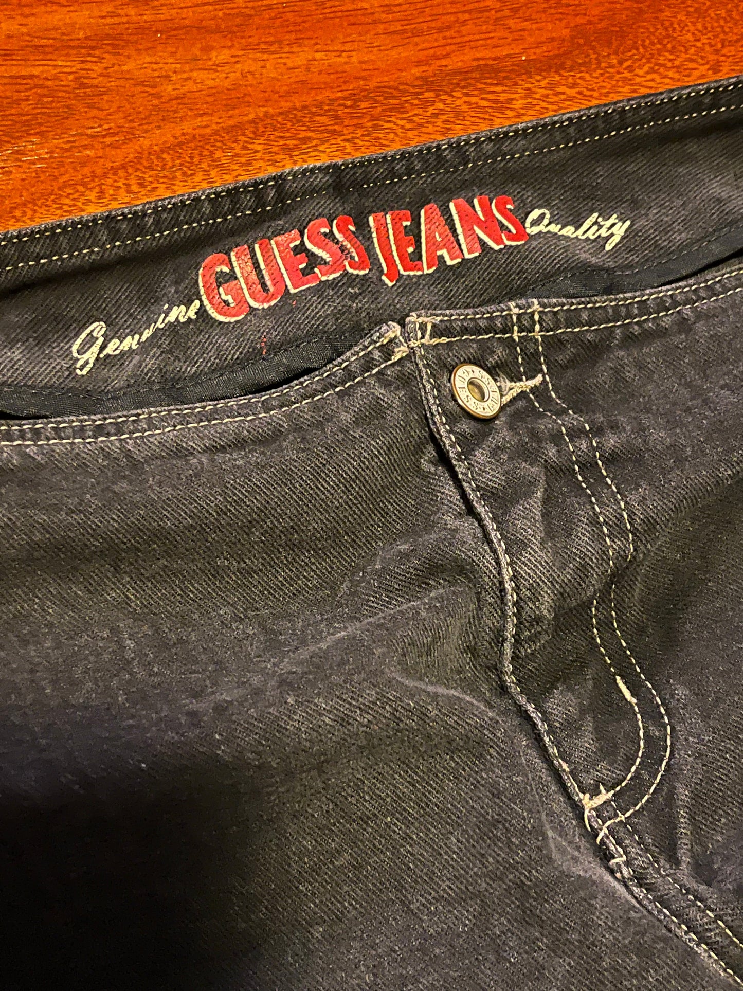 Vintage Y2K "Guess" Raw Hem Mid-Rise Black Jeans