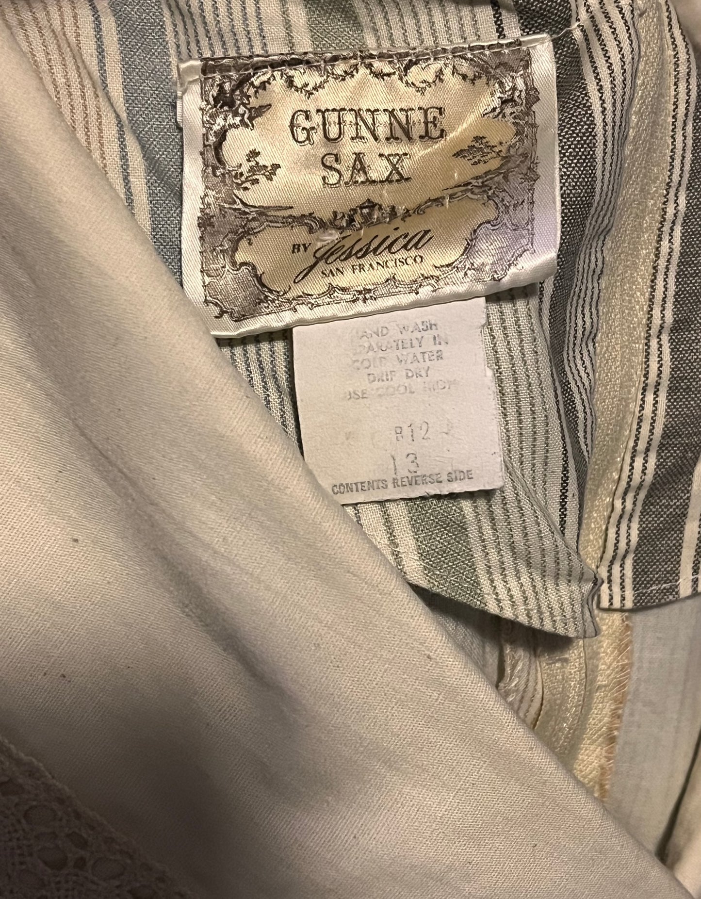 Vintage 1970's "Gunne Sax by Jessica McClintock" (Bicentennial Collection) Apron-Front Long Sleeve Maxi Dress