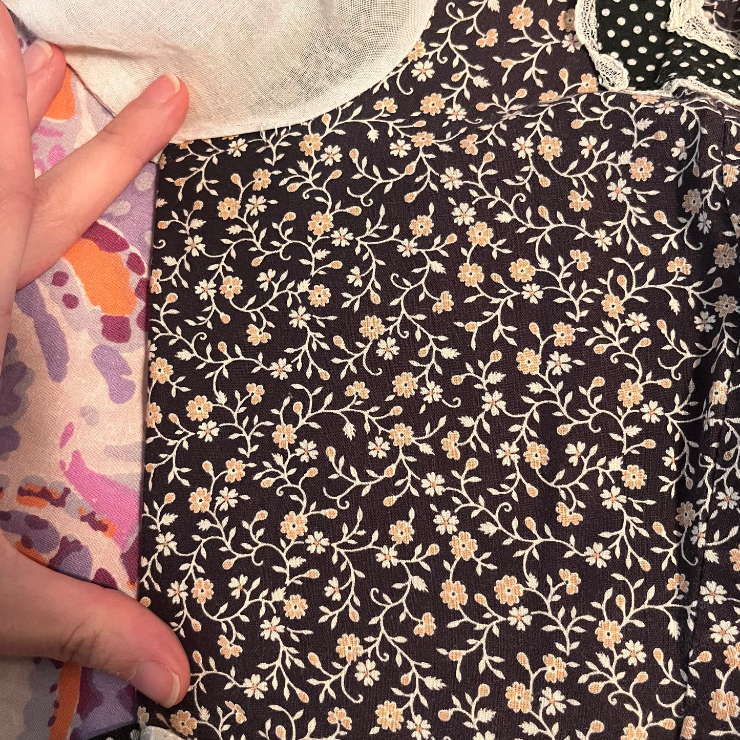 Vintage 1970’s "Gunne Sax by Jessica McClintock" Black & Purple Peplum Midi Dress (Altered)