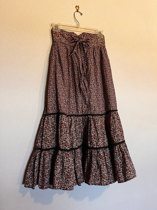 Vintage 1970's Gunne Sax by Jessica McClintock Berry Print Midi Skirt