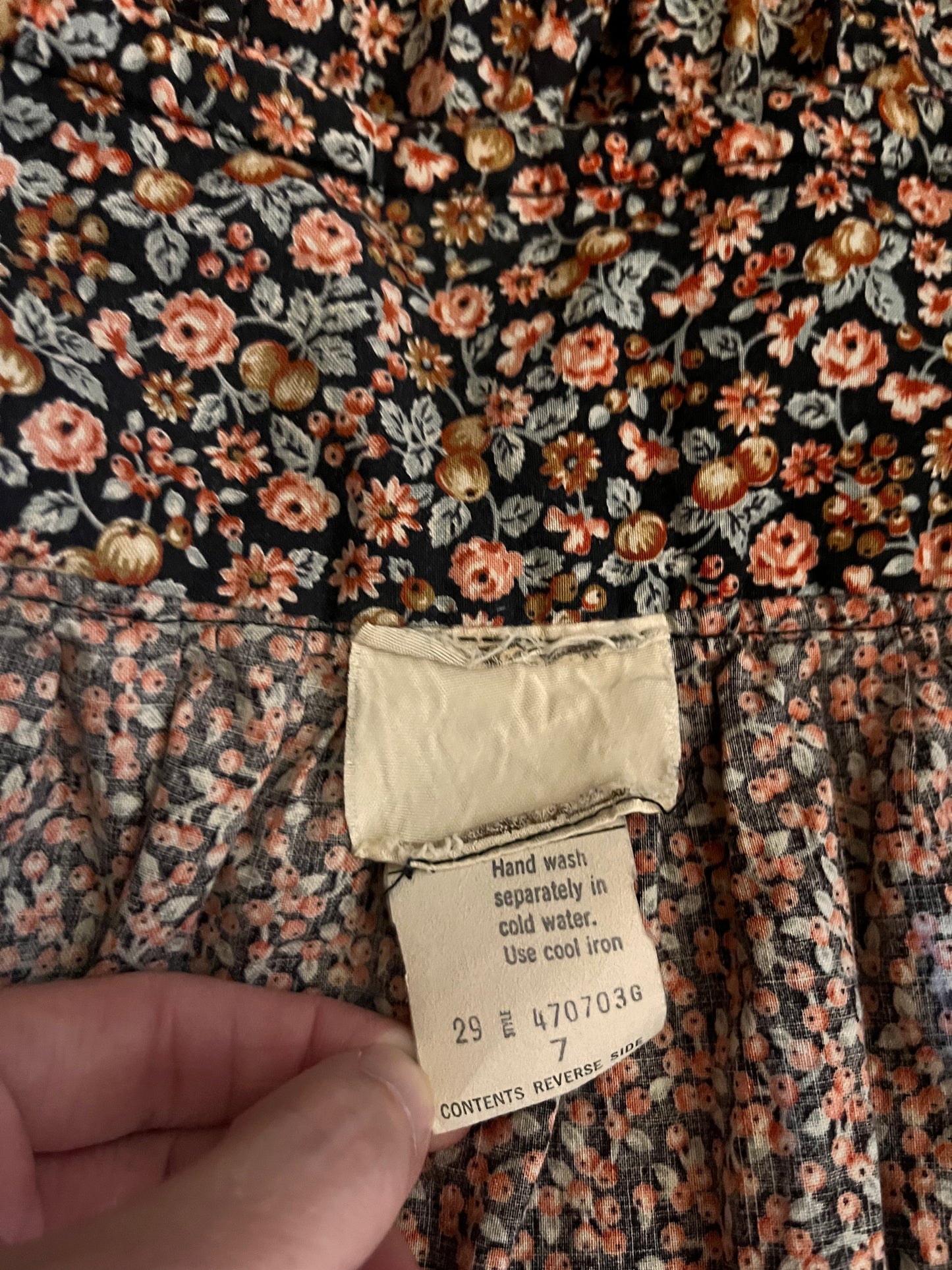 Vintage 1970's Gunne Sax by Jessica McClintock Berry Print Midi Skirt
