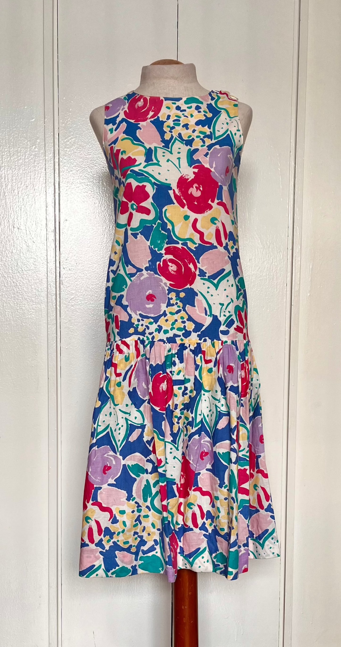 Vintage 1980’s "Laura Ashley" Floral Drop Waist Shift Dress