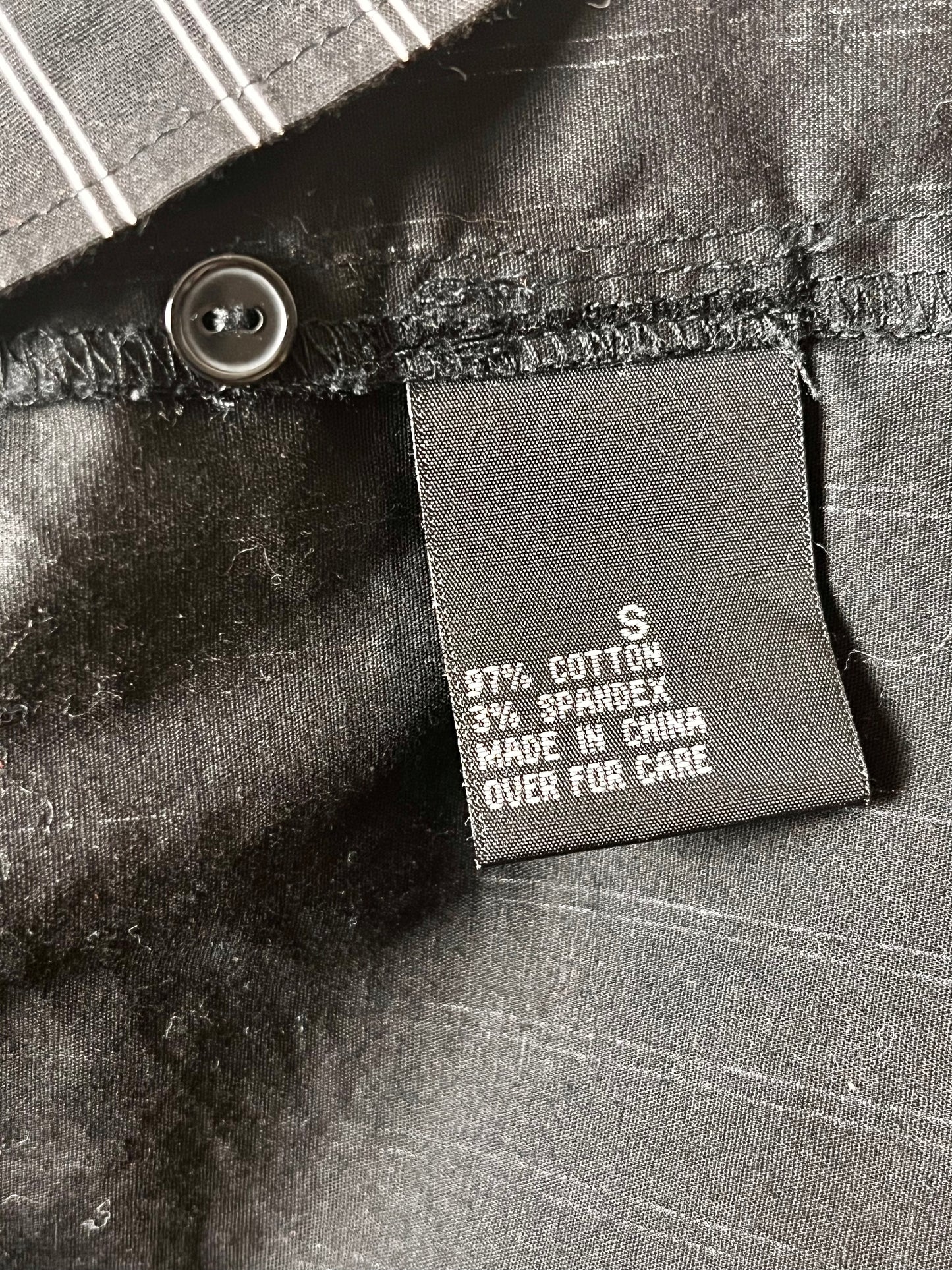 Vintage Y2K "Byer California IZ" Black Pinstripe Button-Front Mini Dress