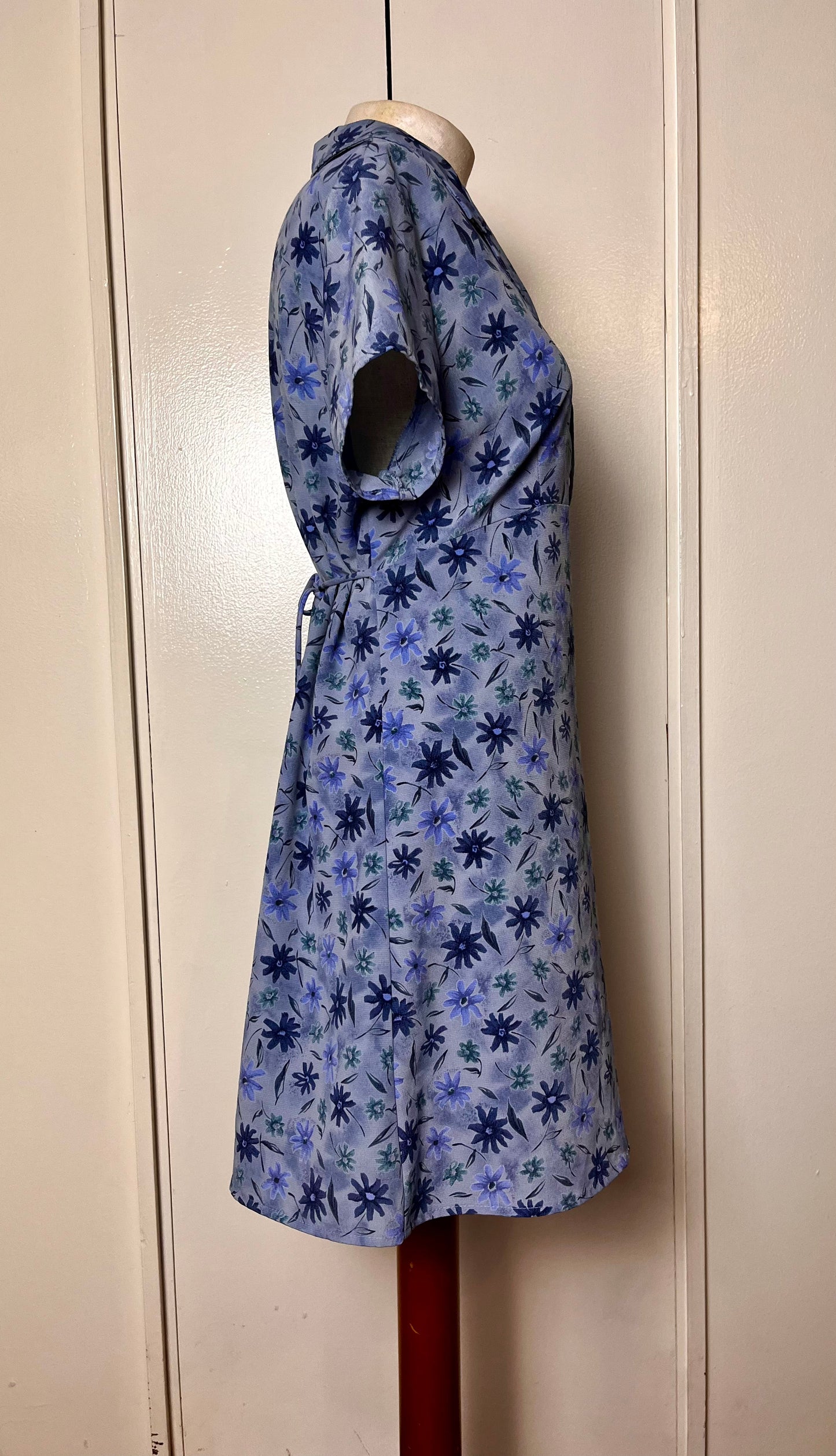 Vintage 1990's "No Boundaries" Blue Floral Button-Front Mini Dress