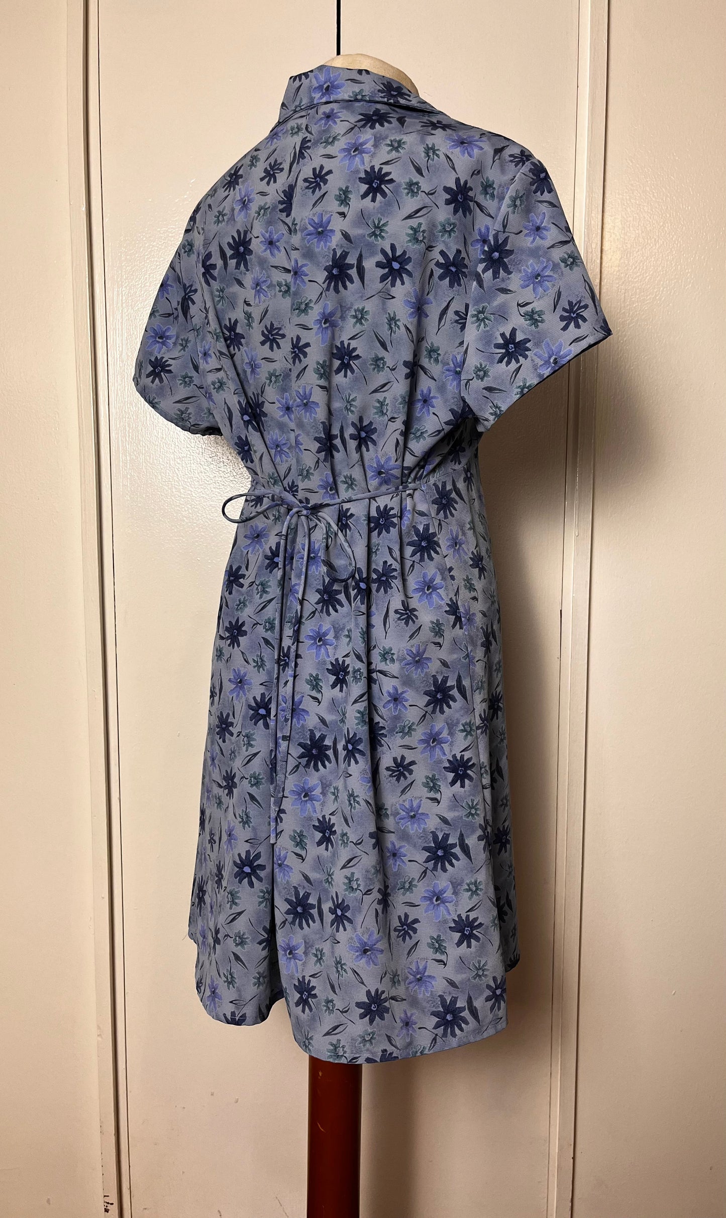 Vintage 1990's "No Boundaries" Blue Floral Button-Front Mini Dress