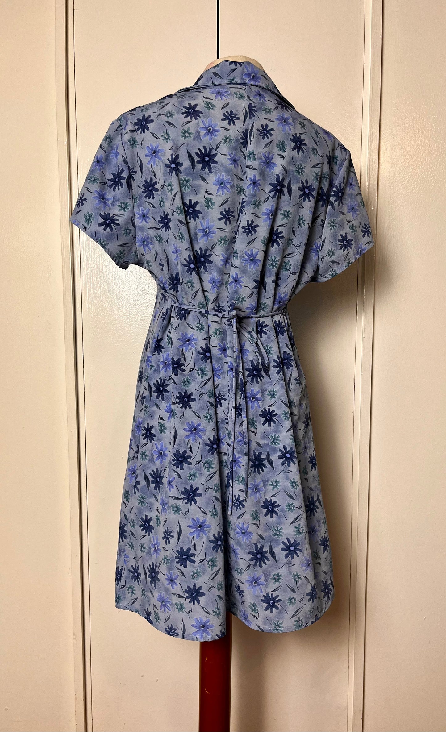 Vintage 1990's "No Boundaries" Blue Floral Button-Front Mini Dress