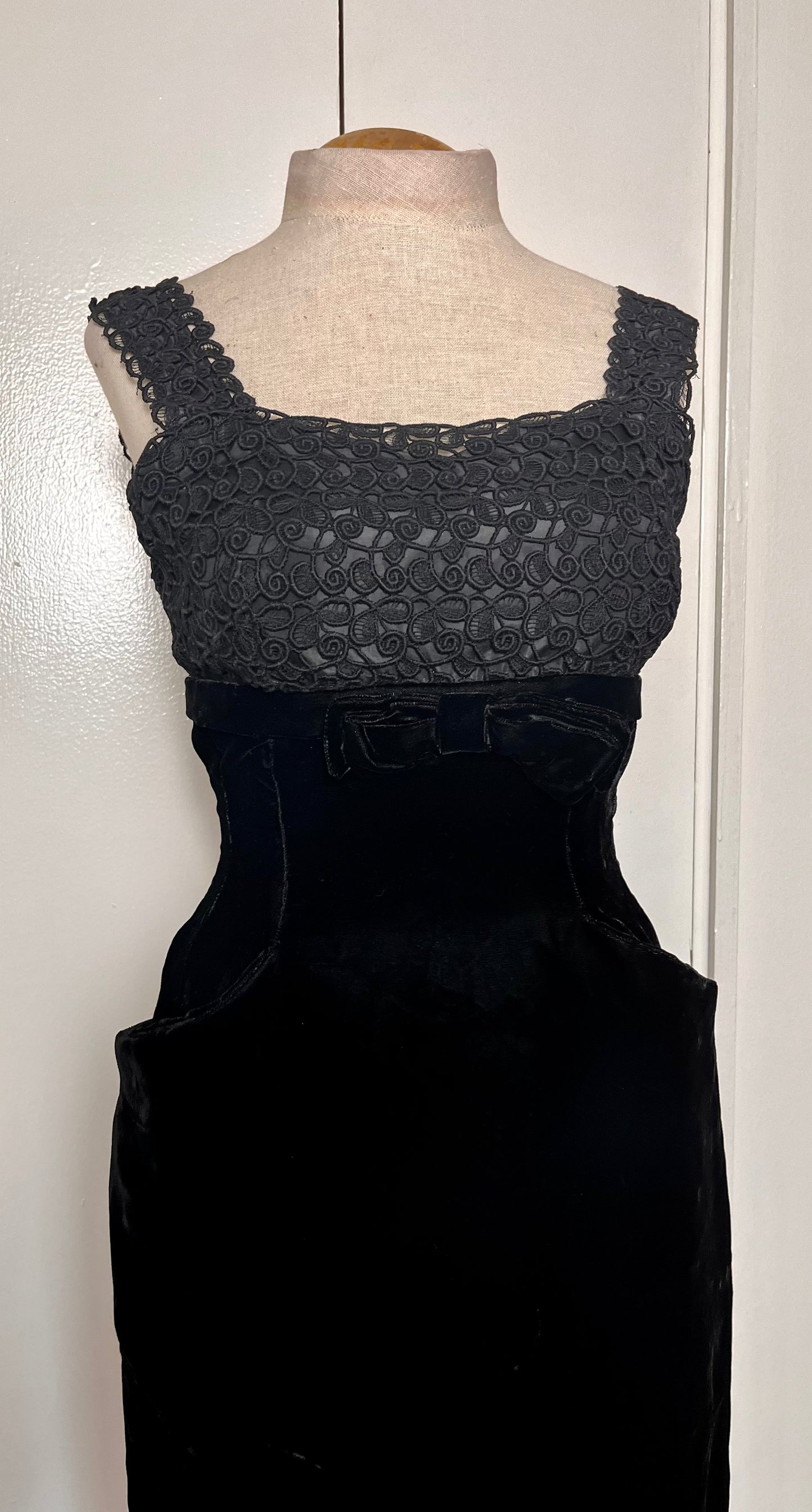 Vintage 1950's Black Velvet Wiggle Dress