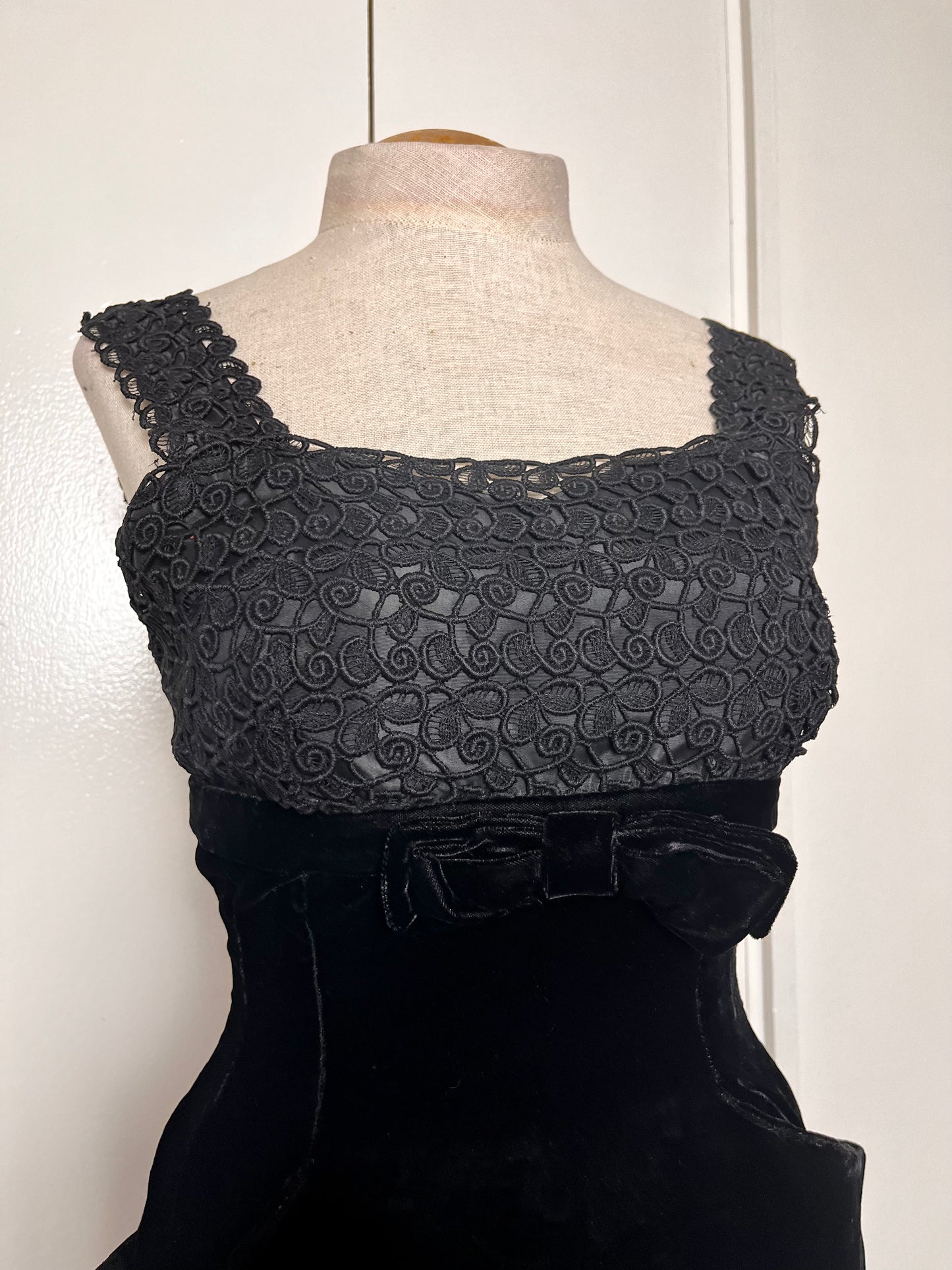 Vintage 1950's Black Velvet Wiggle Dress
