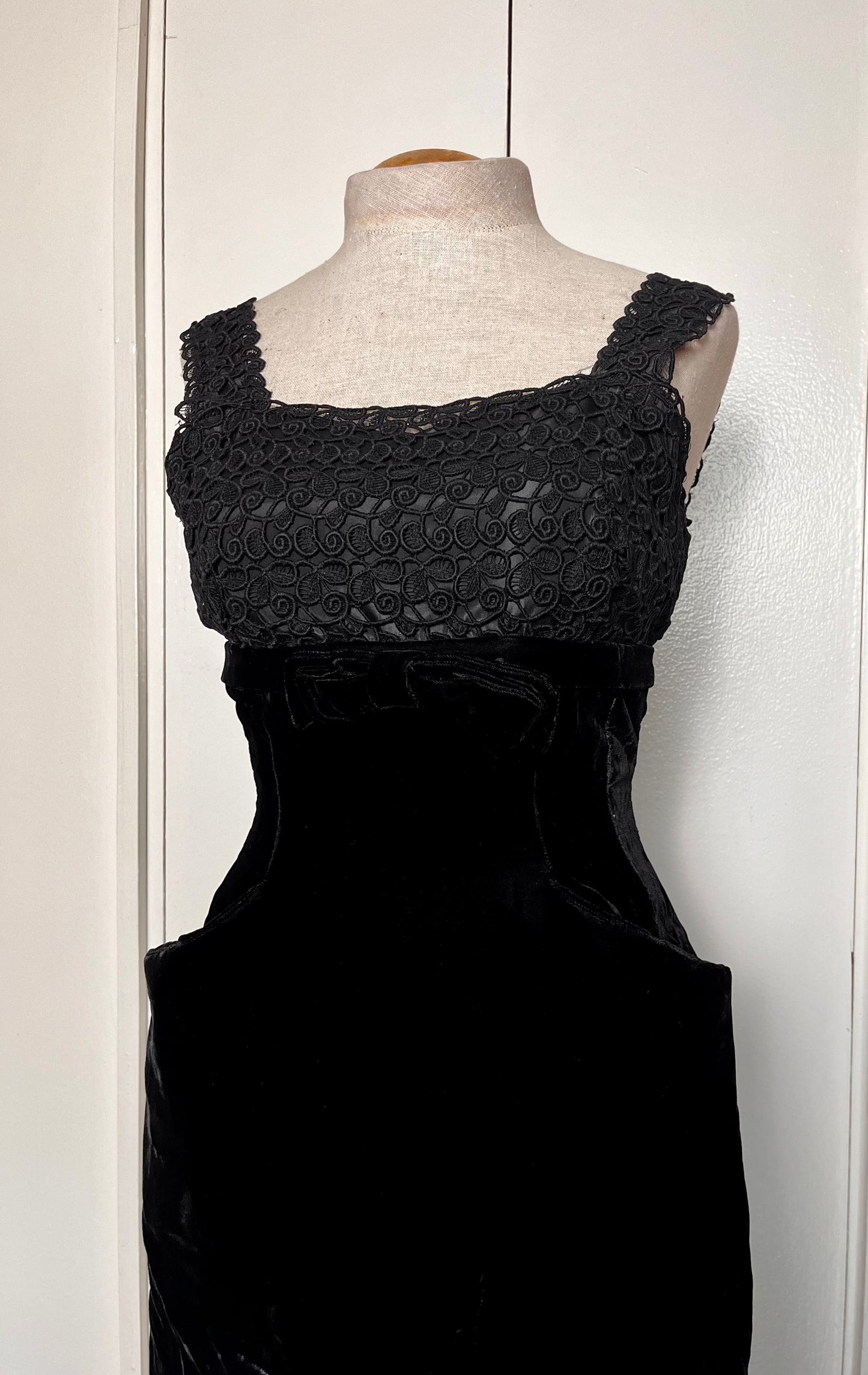 Vintage 1950's Black Velvet Wiggle Dress