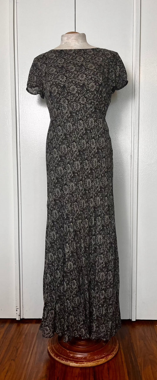 Vintage Y2K "Shelli Segal" Black Bias-Cut Maxi Dress