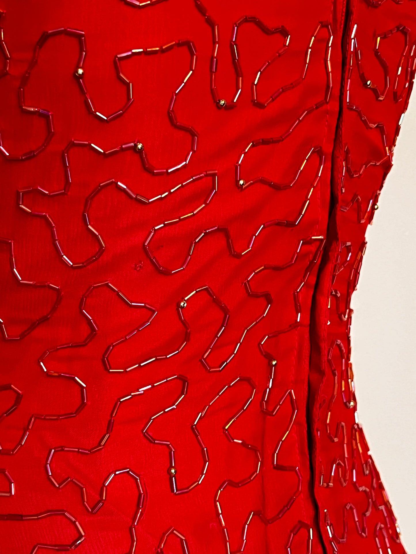 Vintage 1990's Red & Gold Sequin High Neck Mini Dress