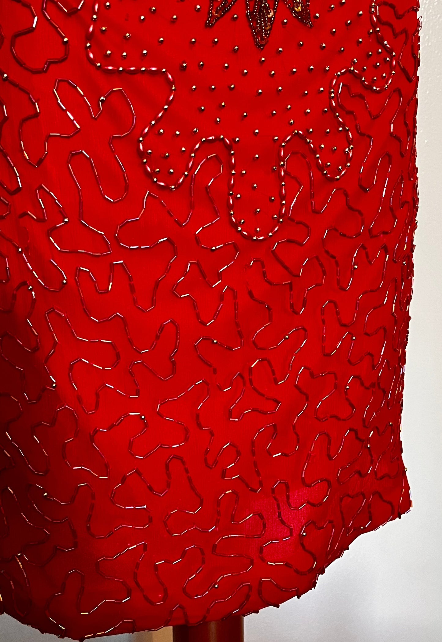 Vintage 1990's Red & Gold Sequin High Neck Mini Dress