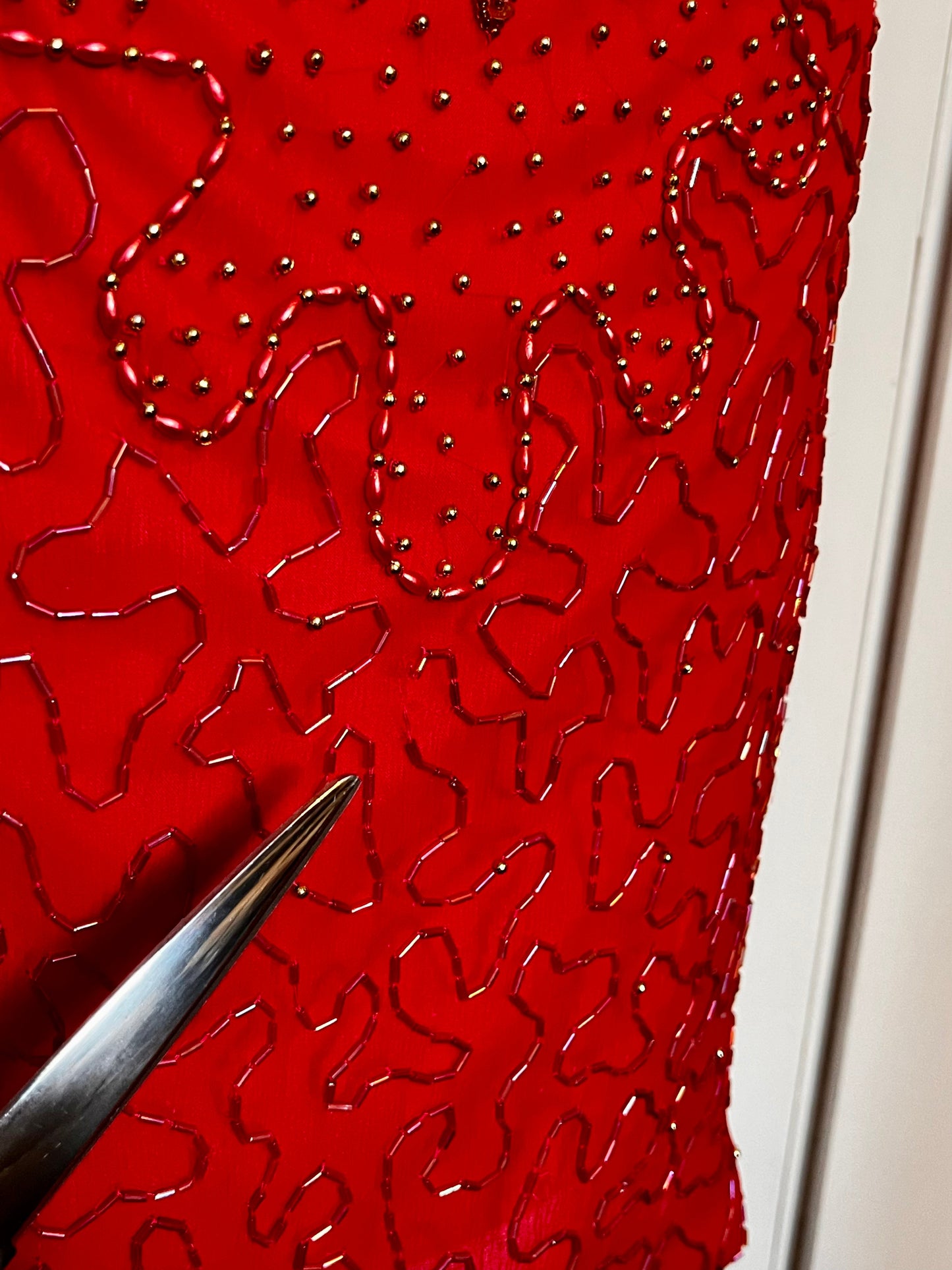 Vintage 1990's Red & Gold Sequin High Neck Mini Dress