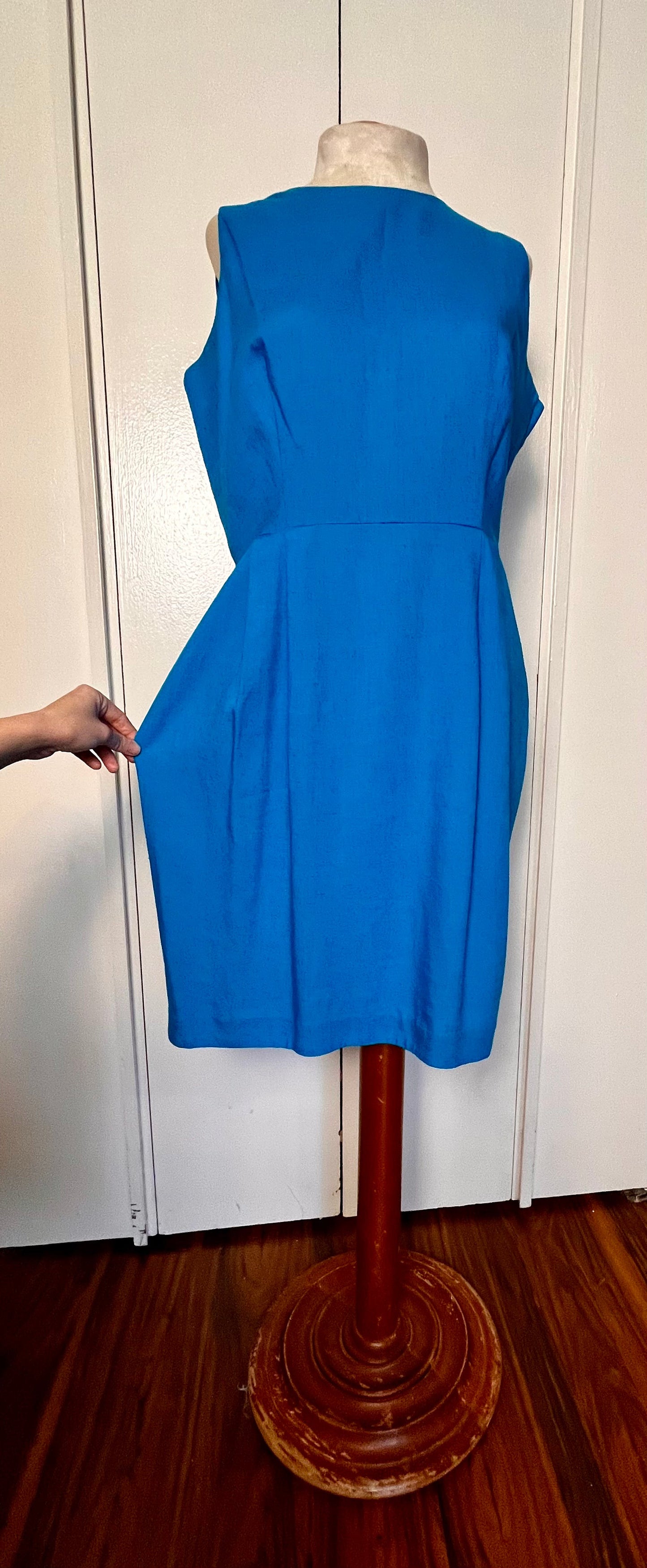 Vintage 1990's "Positive Attitude" Blue Sheath Cut-out Dress