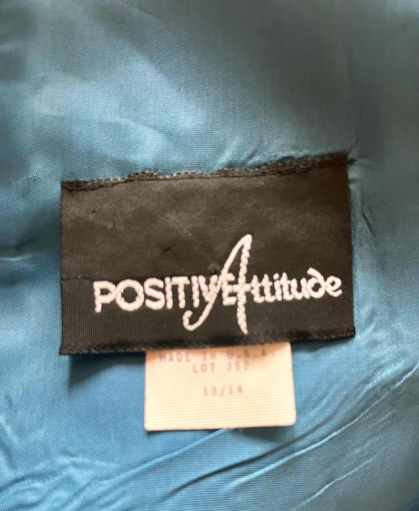 Vintage 1990's "Positive Attitude" Blue Sheath Cut-out Dress