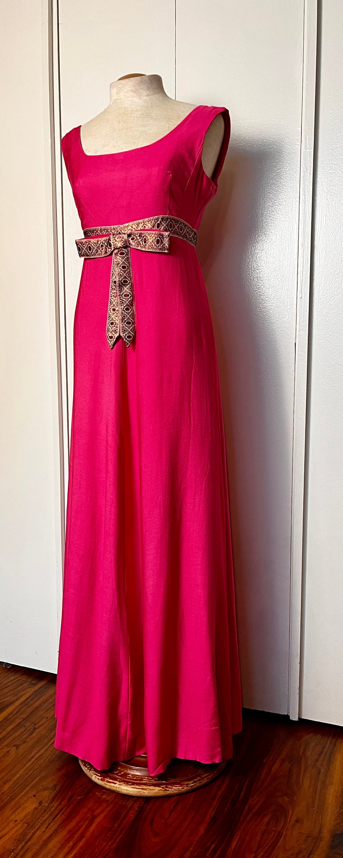 Vintage 1960's Pink Gabardine Maxi Dress