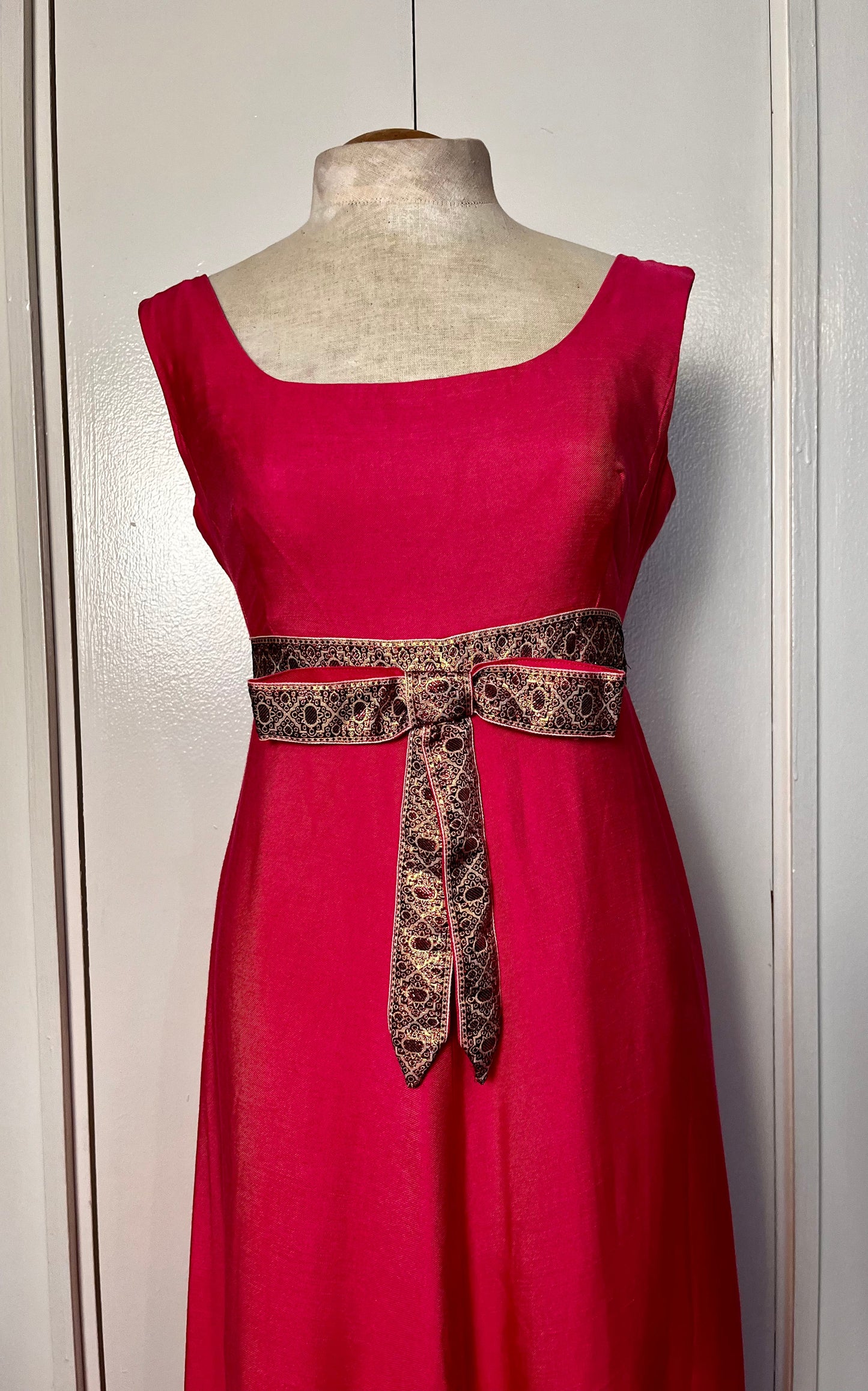 Vintage 1960's Pink Gabardine Maxi Dress