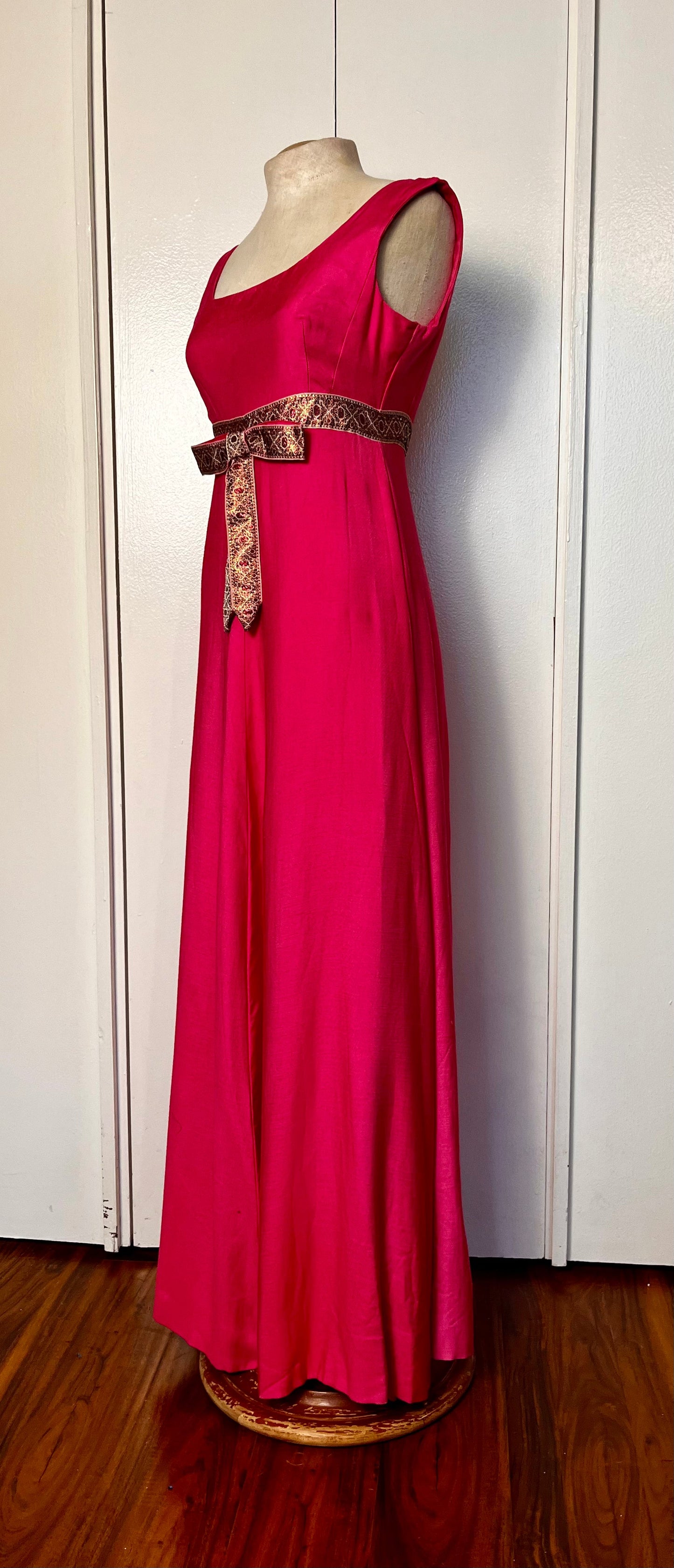 Vintage 1960's Pink Gabardine Maxi Dress
