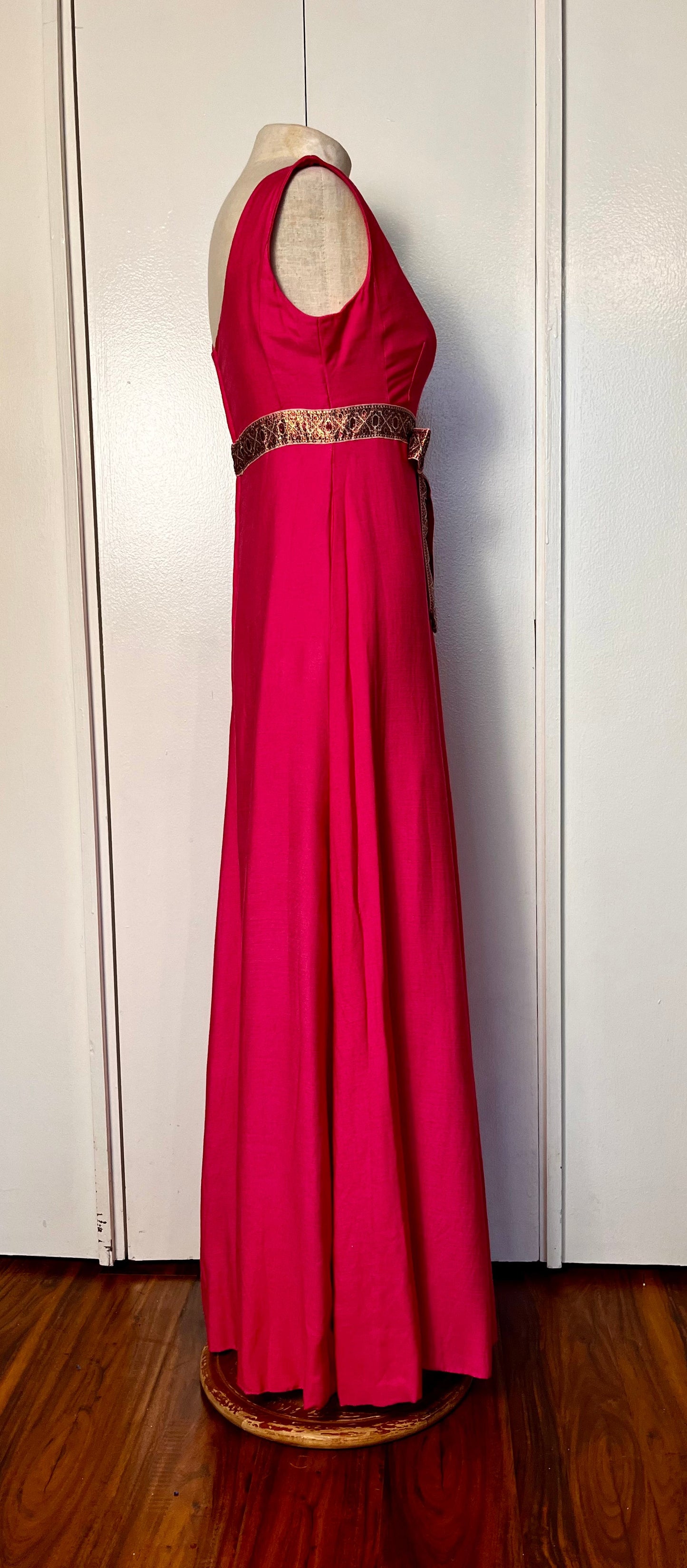 Vintage 1960's Pink Gabardine Maxi Dress