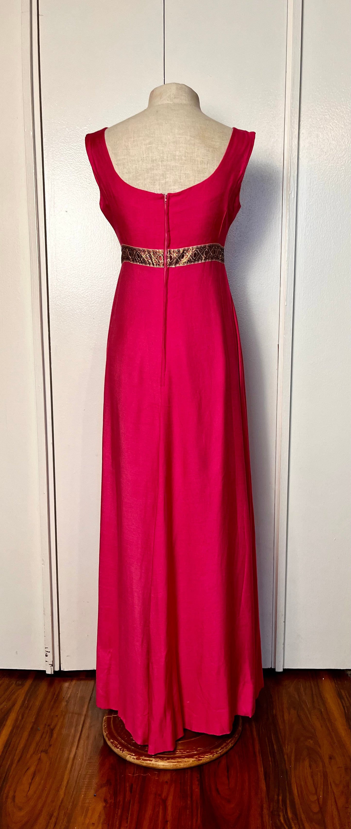 Vintage 1960's Pink Gabardine Maxi Dress