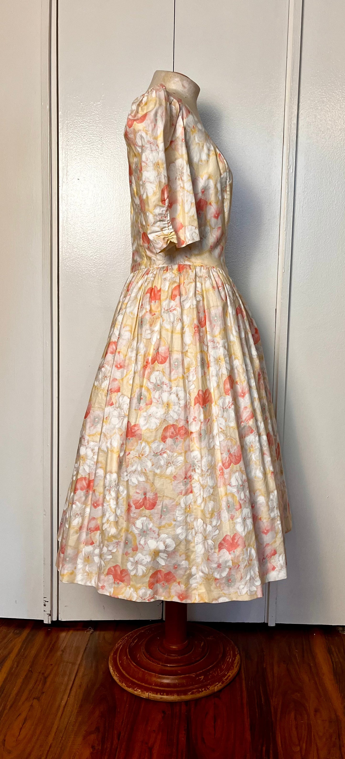 Vintage 1980's "Home-Sewn" Yellow Floral Dress (in the style of Laura Ashley)