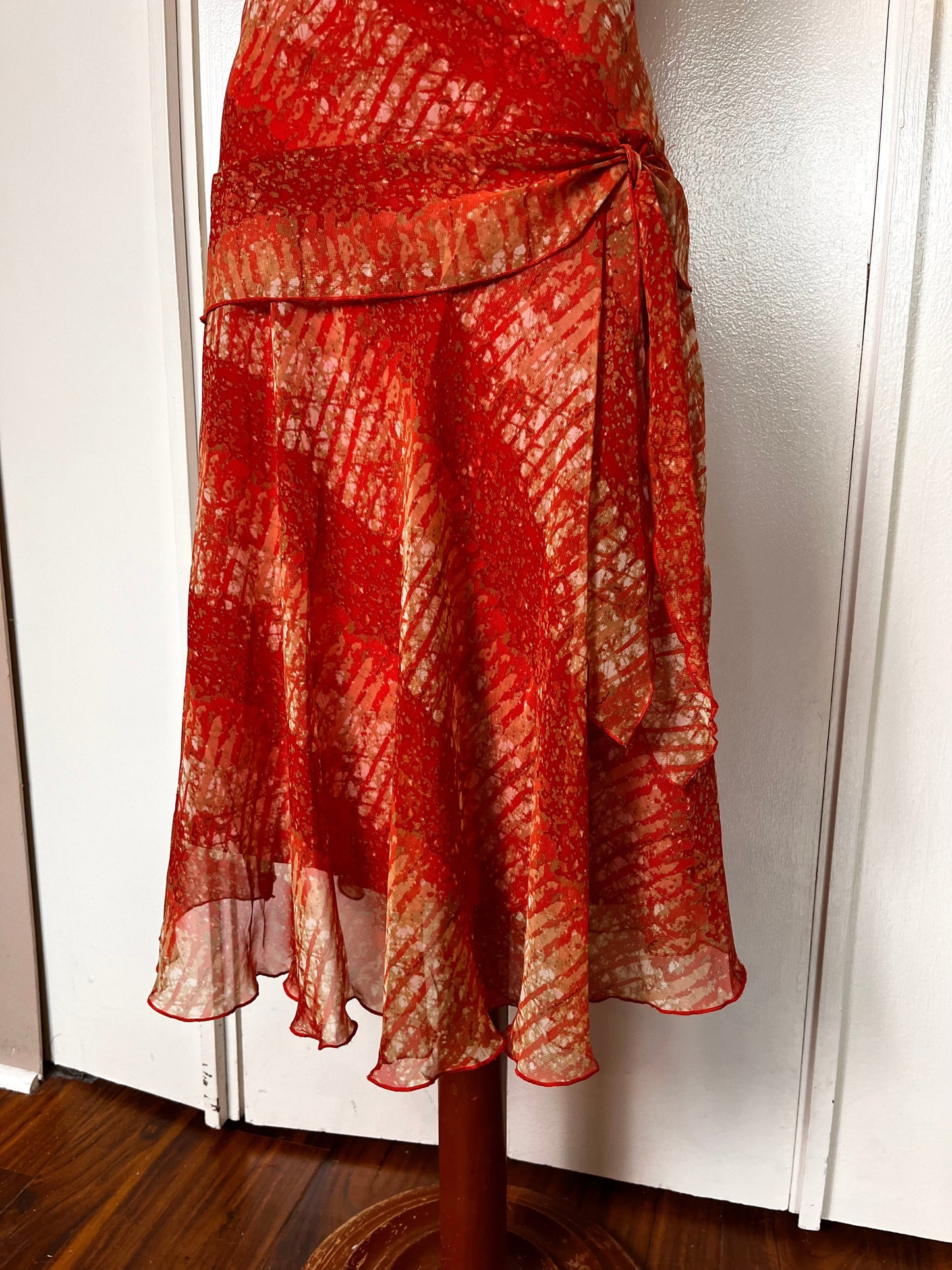 Vintage Y2K "Jonathan Martin" Red-Orange Midi Dress