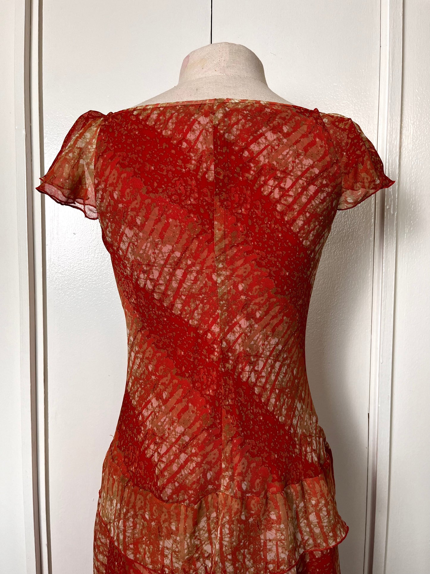 Vintage Y2K "Jonathan Martin" Red-Orange Midi Dress