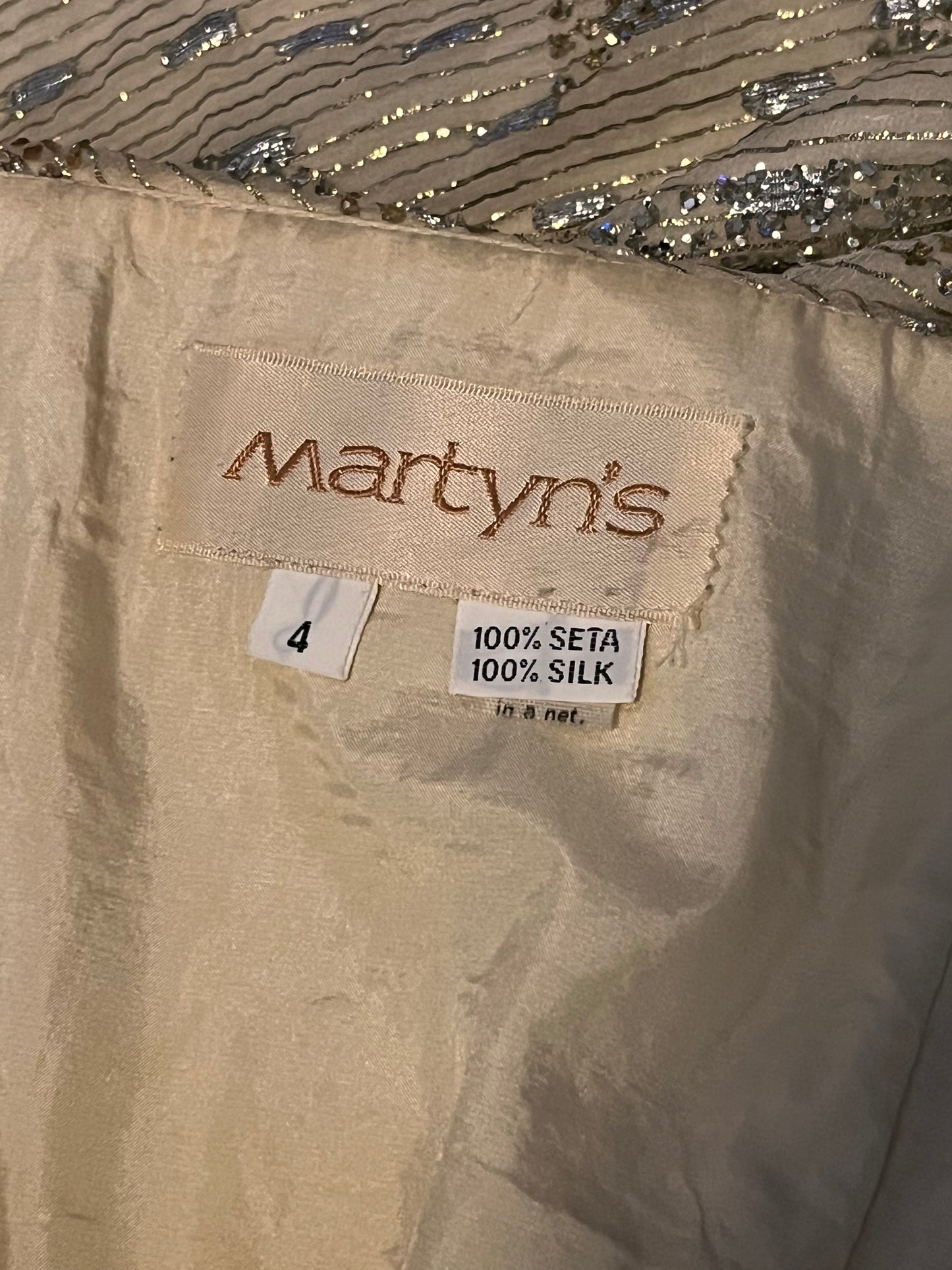 Vintage 1990's "Martyn's" Gold Glitter Evening Gown