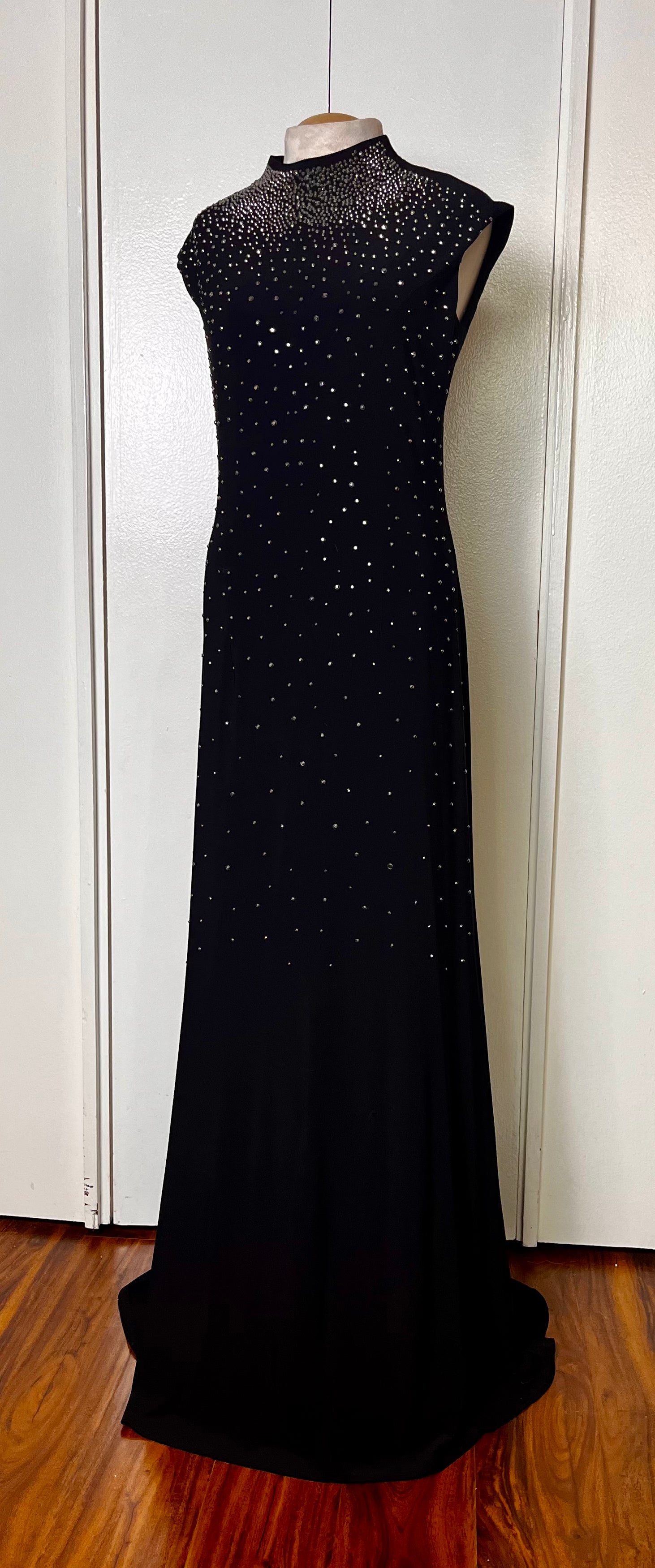 Vintage 1990's Joseph Ribkoff Keyhole Back Sequin Black Jersey Dress Vintage 1990's Joseph Ribkoff Keyhole Back Sequin Black Jersey Dress