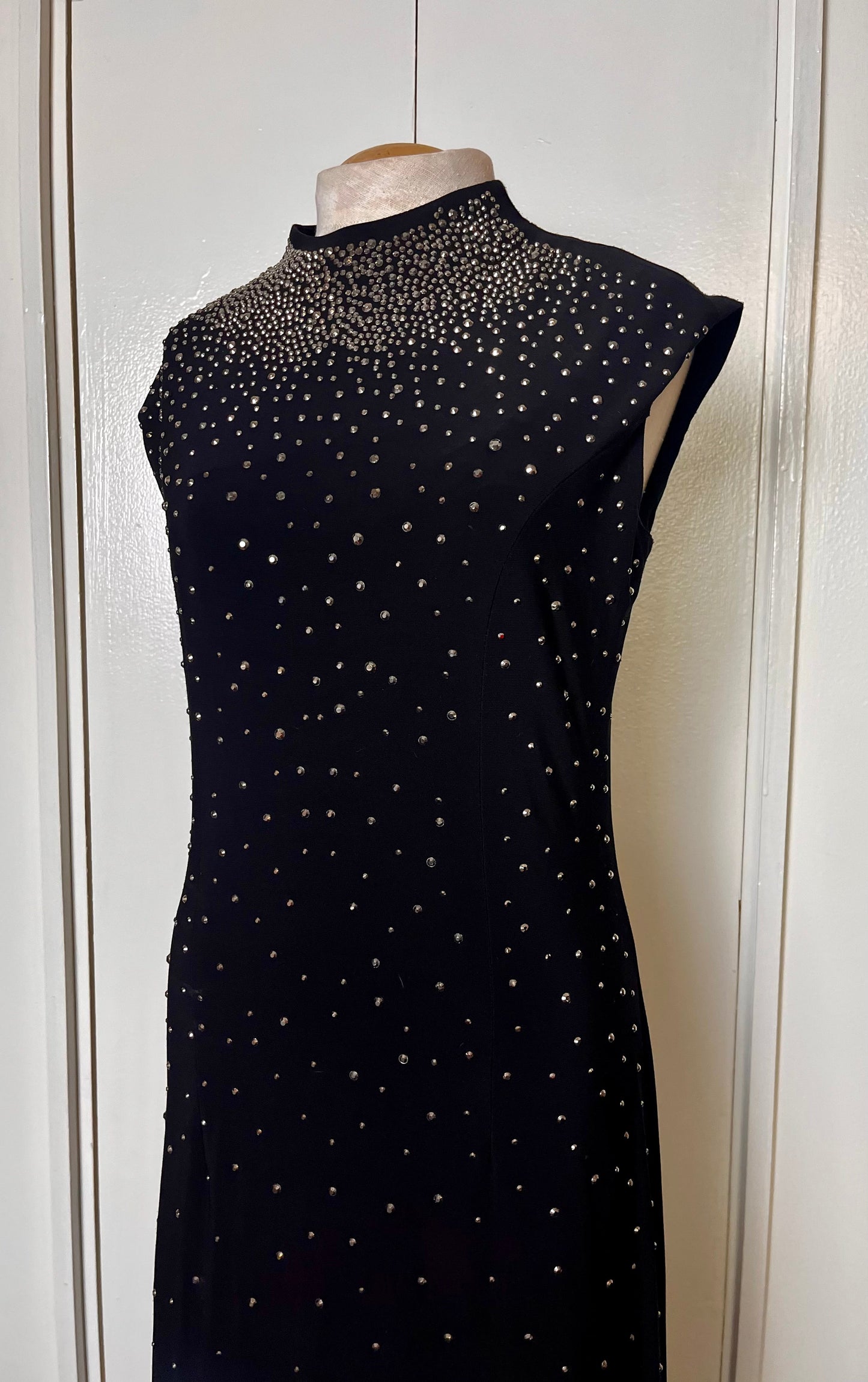 Vintage 1990's "Joseph Ribkoff" Keyhole Back Sequin Black Jersey Dress