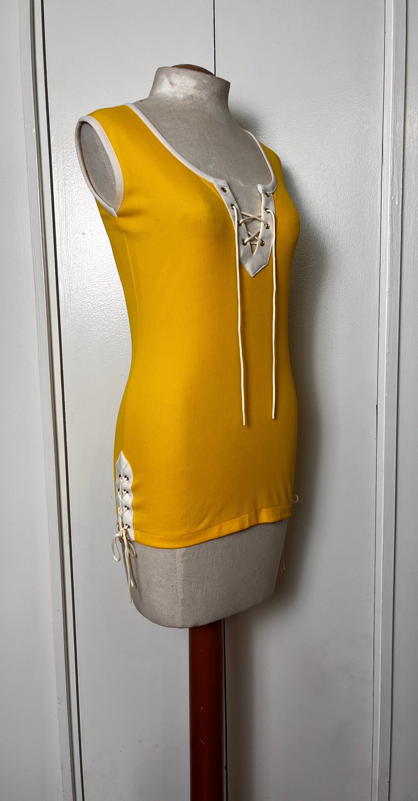 Vintage 1970's Yellow Lace-up Tank