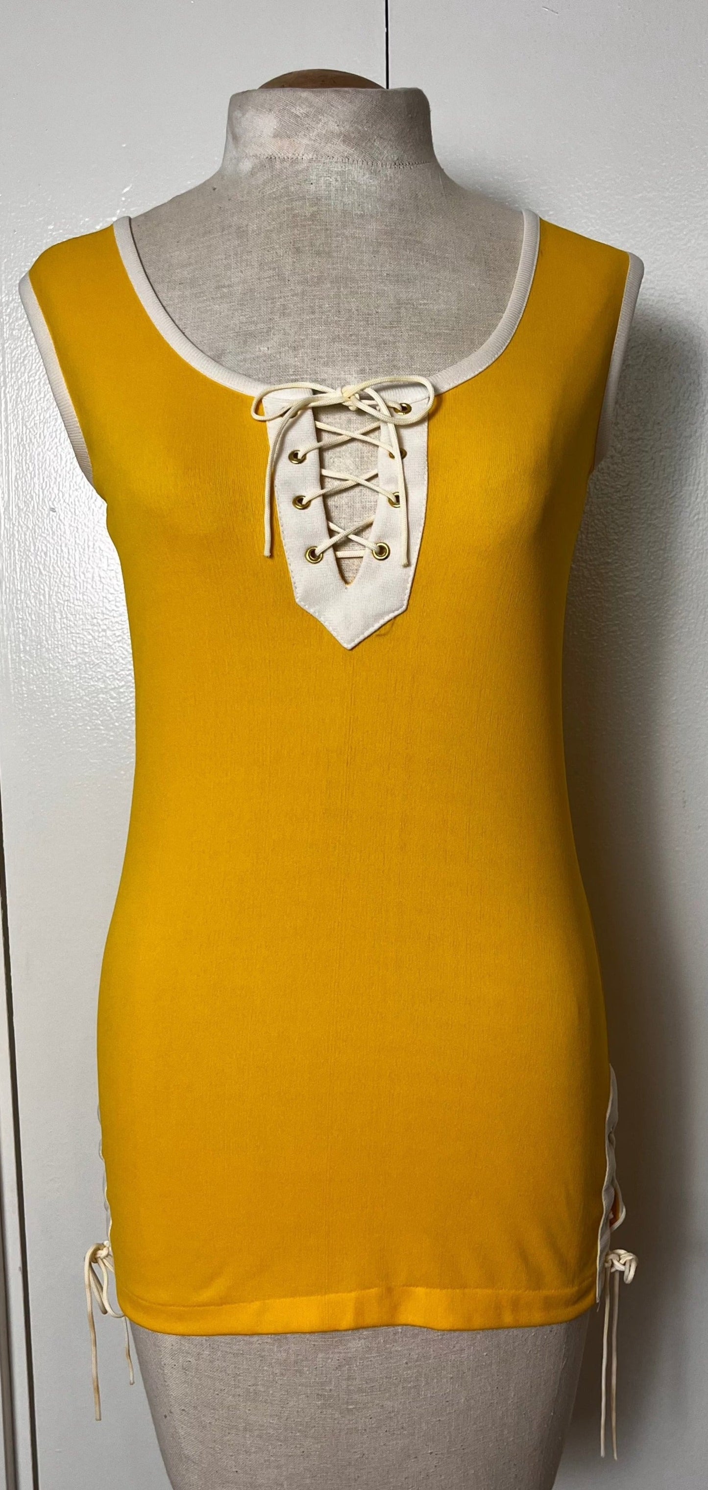 Vintage 1970's Yellow Lace-up Tank