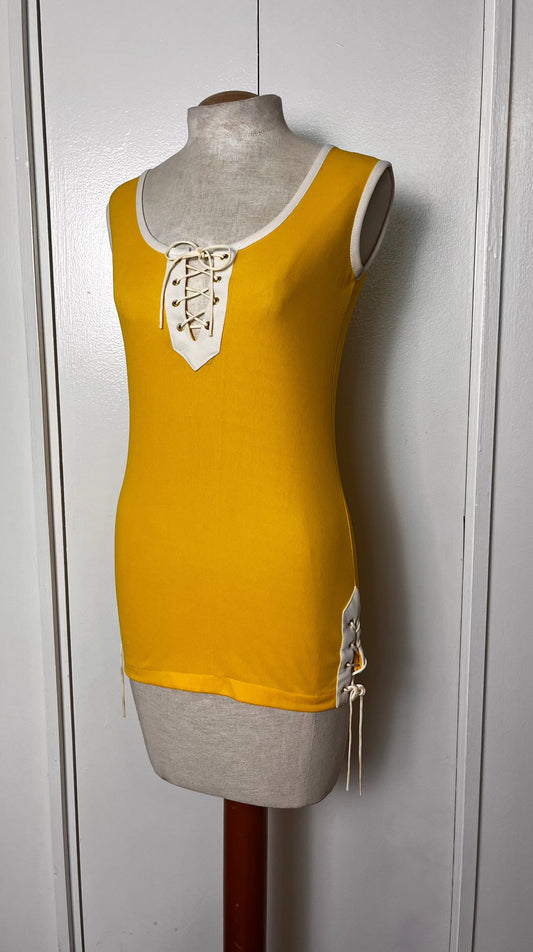 Vintage 1970's Yellow Lace-up Tank