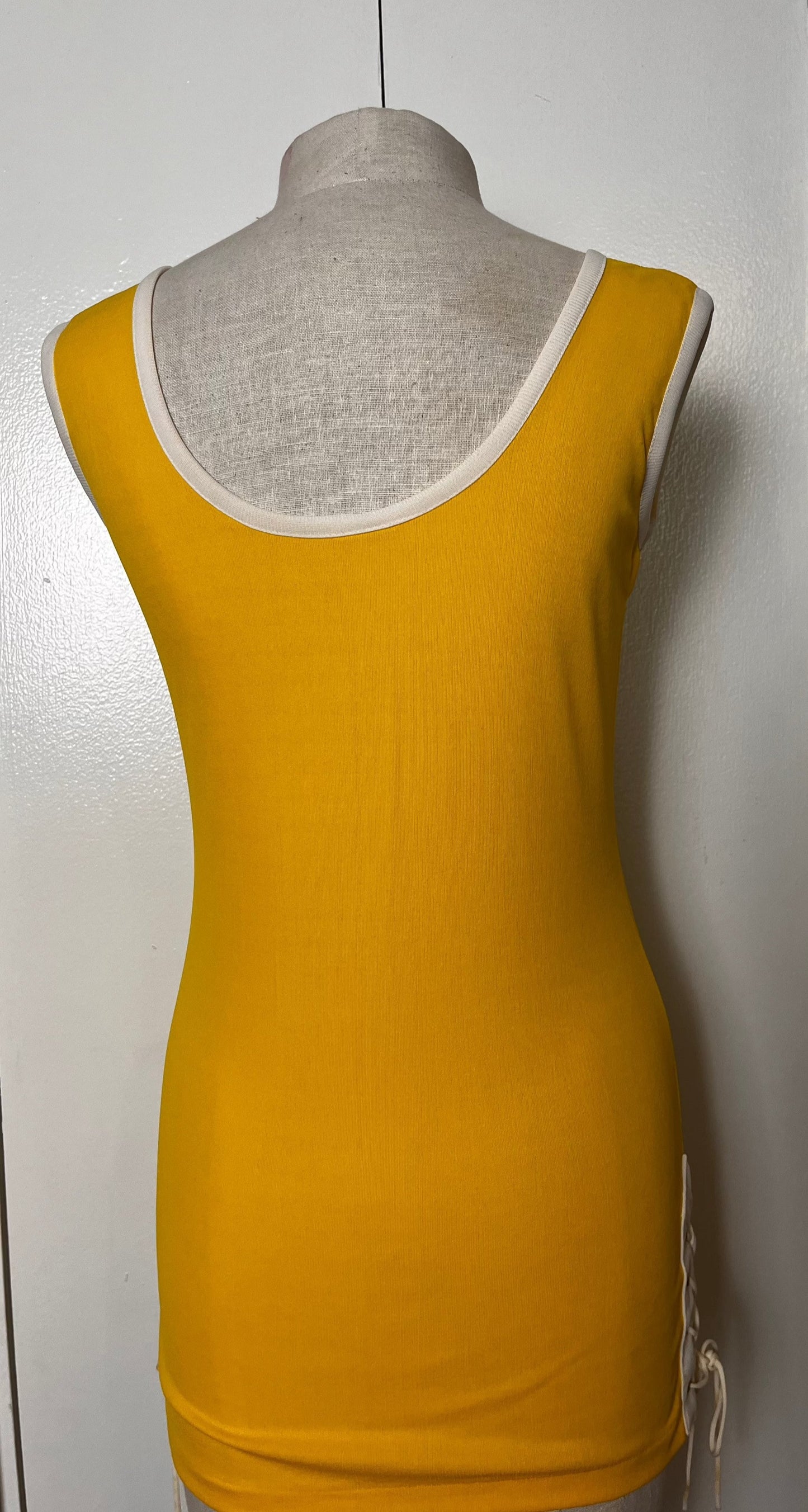 Vintage 1970's Yellow Lace-up Tank