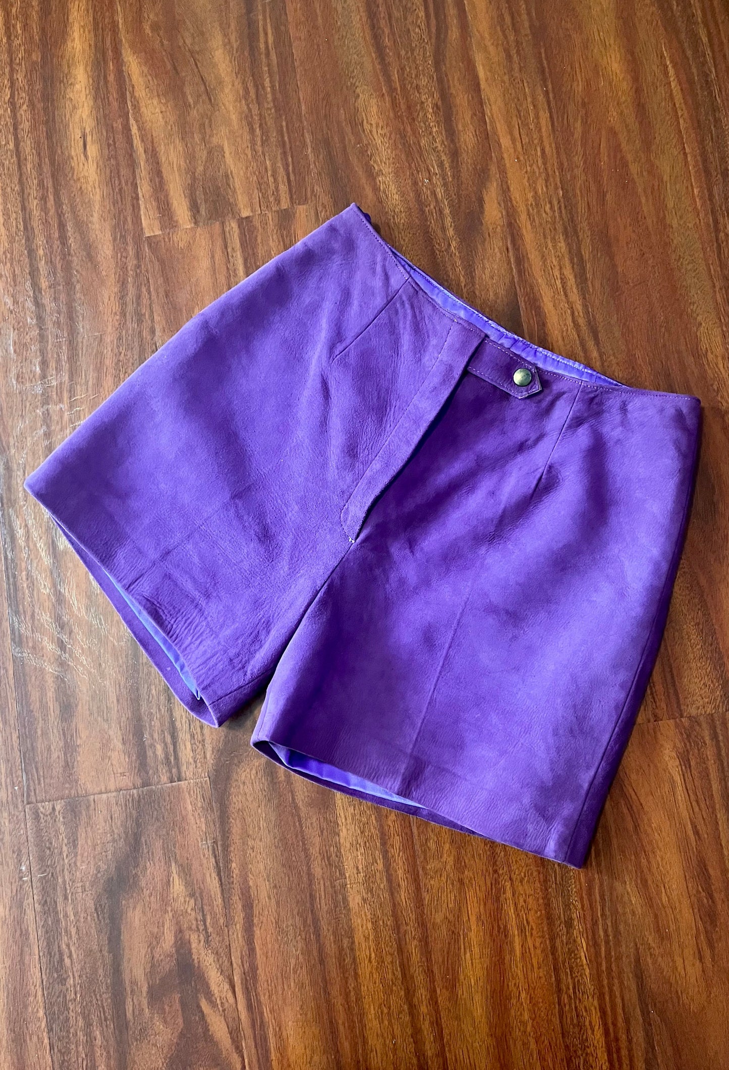Vintage 1960's Purple Leather Shorts / Hot Pants