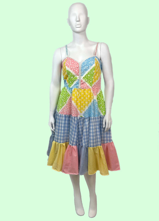Picnic Sundress w/ Tiered Skirt (Size L)
