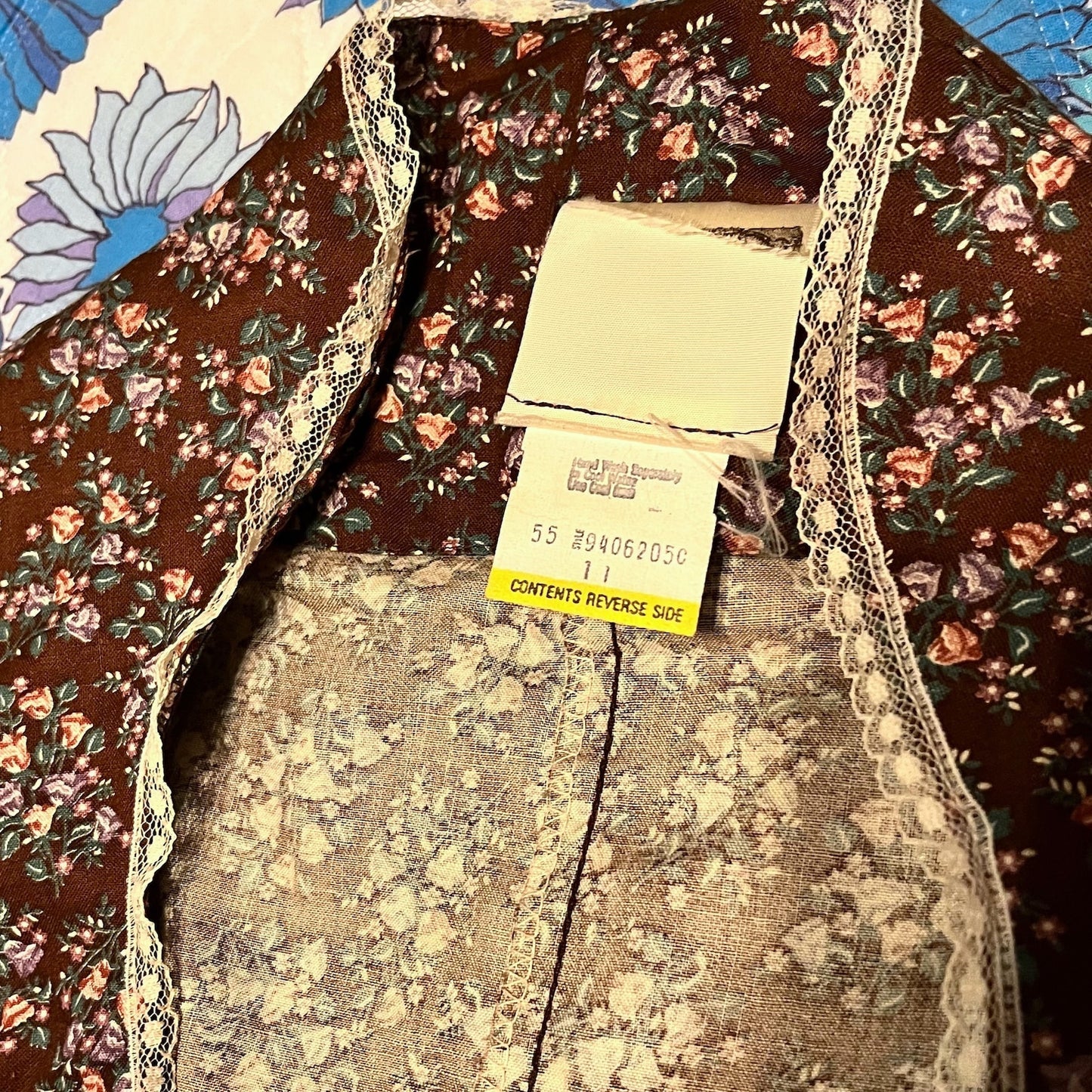 Vintage 1970’s "Gunne Sax by Jessica McClintock" Brown Calico Top & Skirt Set