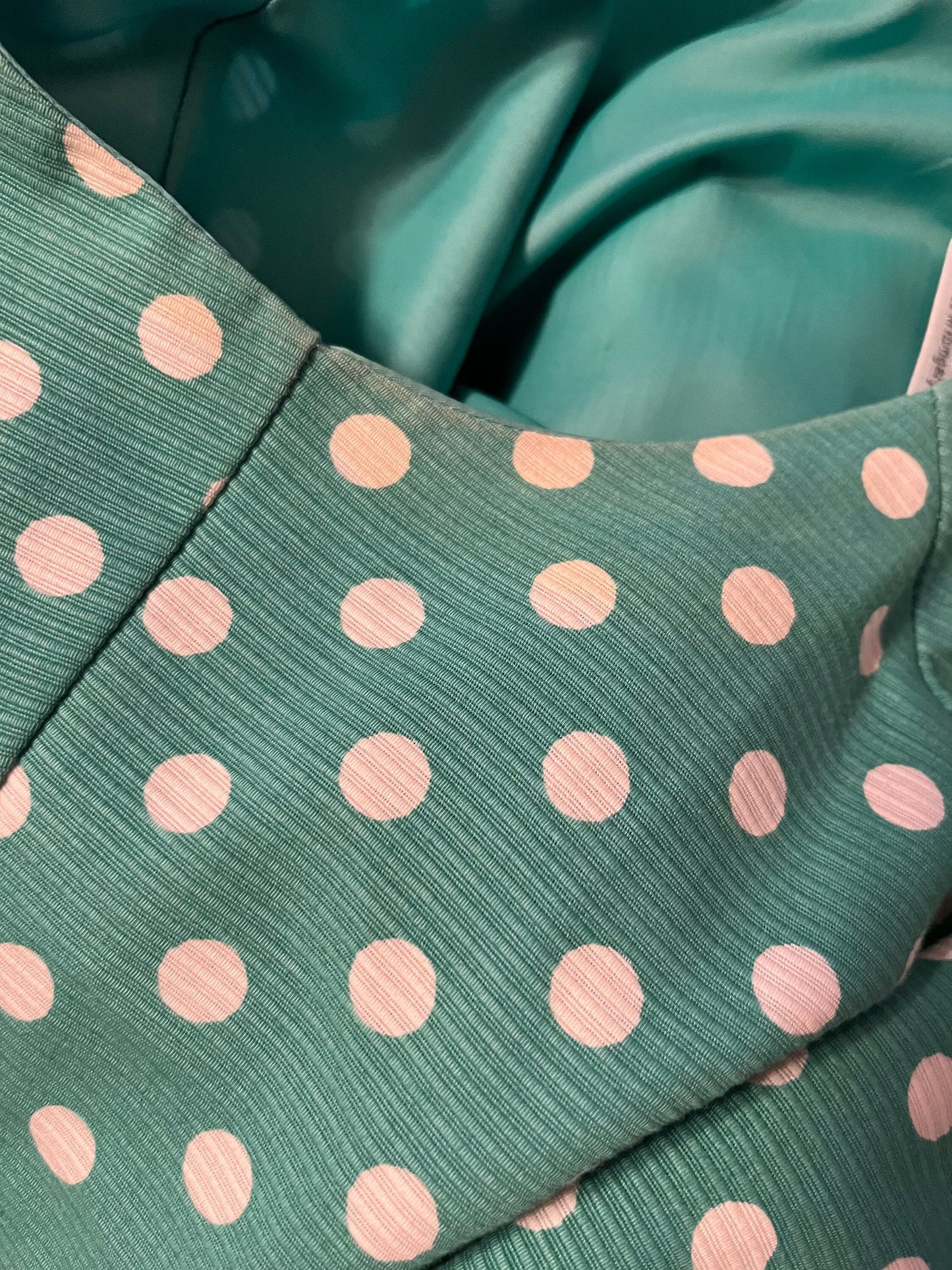 Vintage 1990’s "Laura Ashley" Green & White Polka Dot Halter Dress