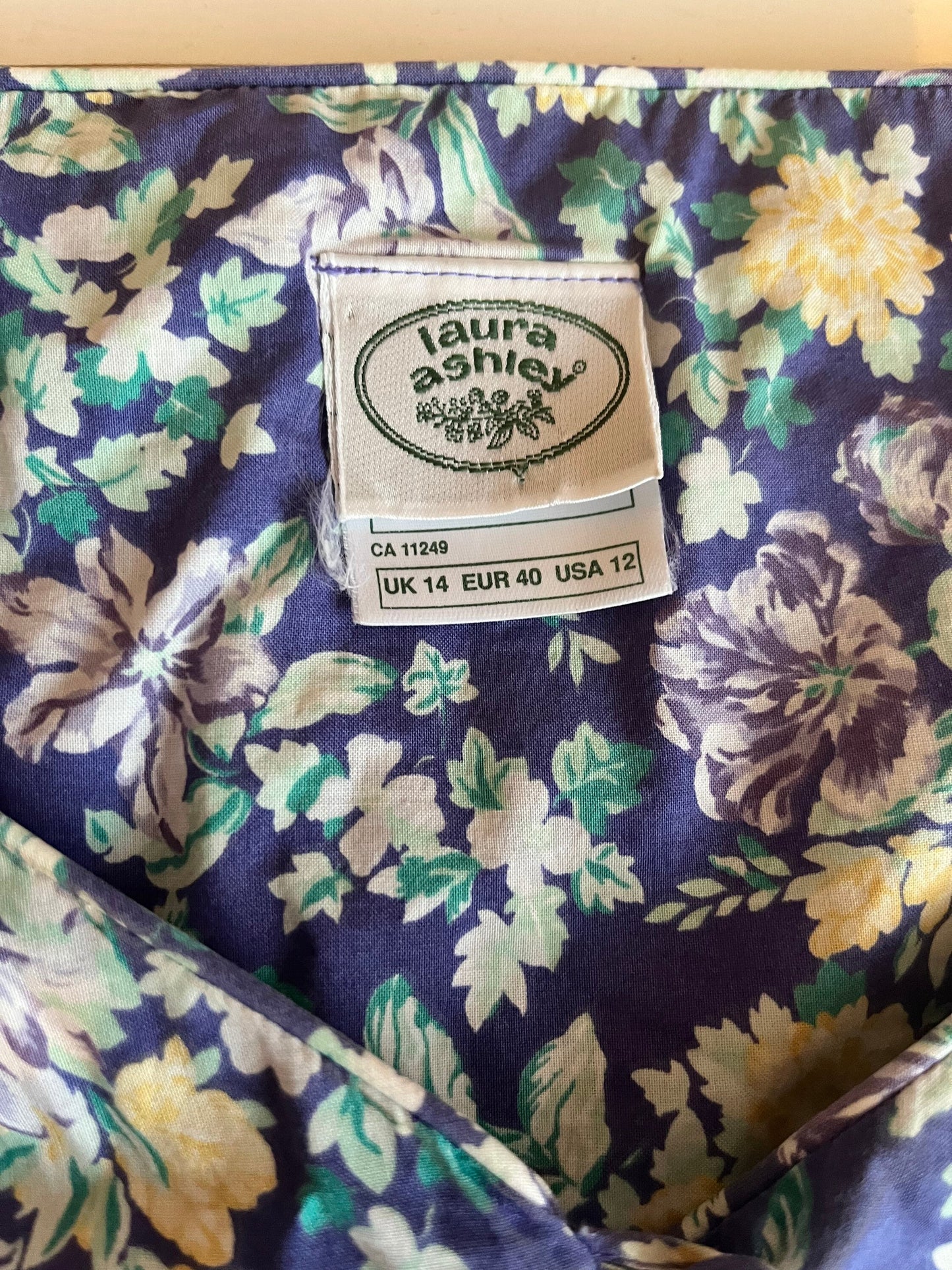 Vintage 1980’s "Laura Ashley" Indigo with Yellow & Purple Floral Dress