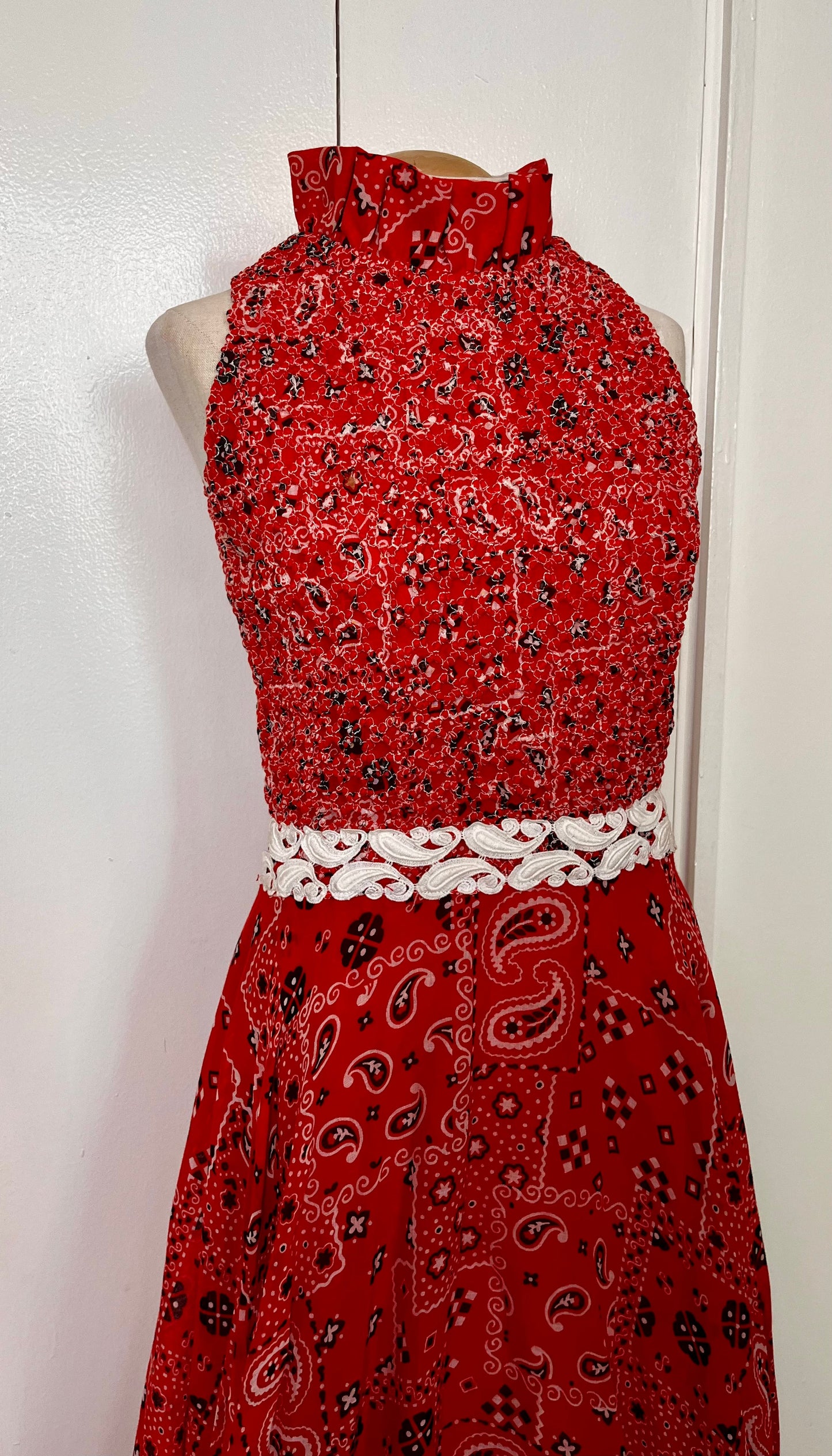 Vintage 1970's "Nancy's" Bandana Print Sleeveless Maxi Dress