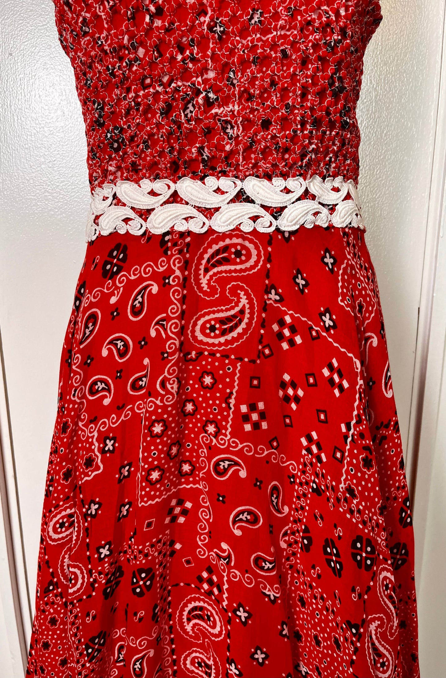 Vintage 1970's "Nancy's" Bandana Print Sleeveless Maxi Dress