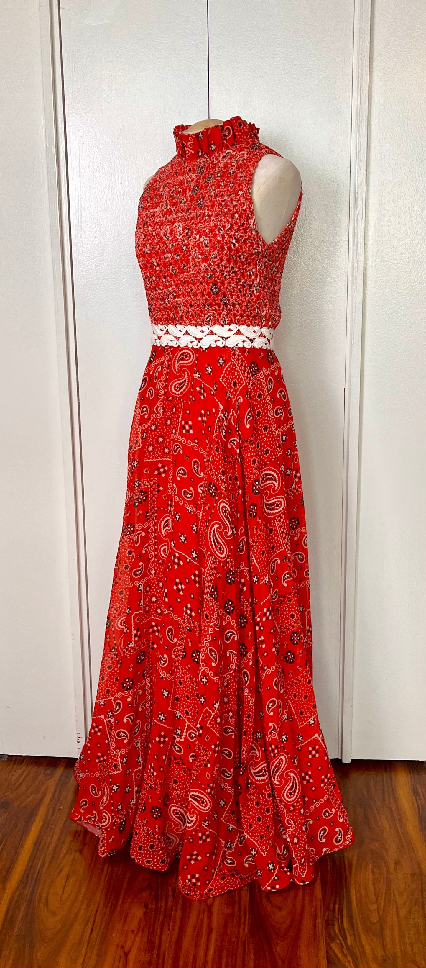 Vintage 1970's "Nancy's" Bandana Print Sleeveless Maxi Dress