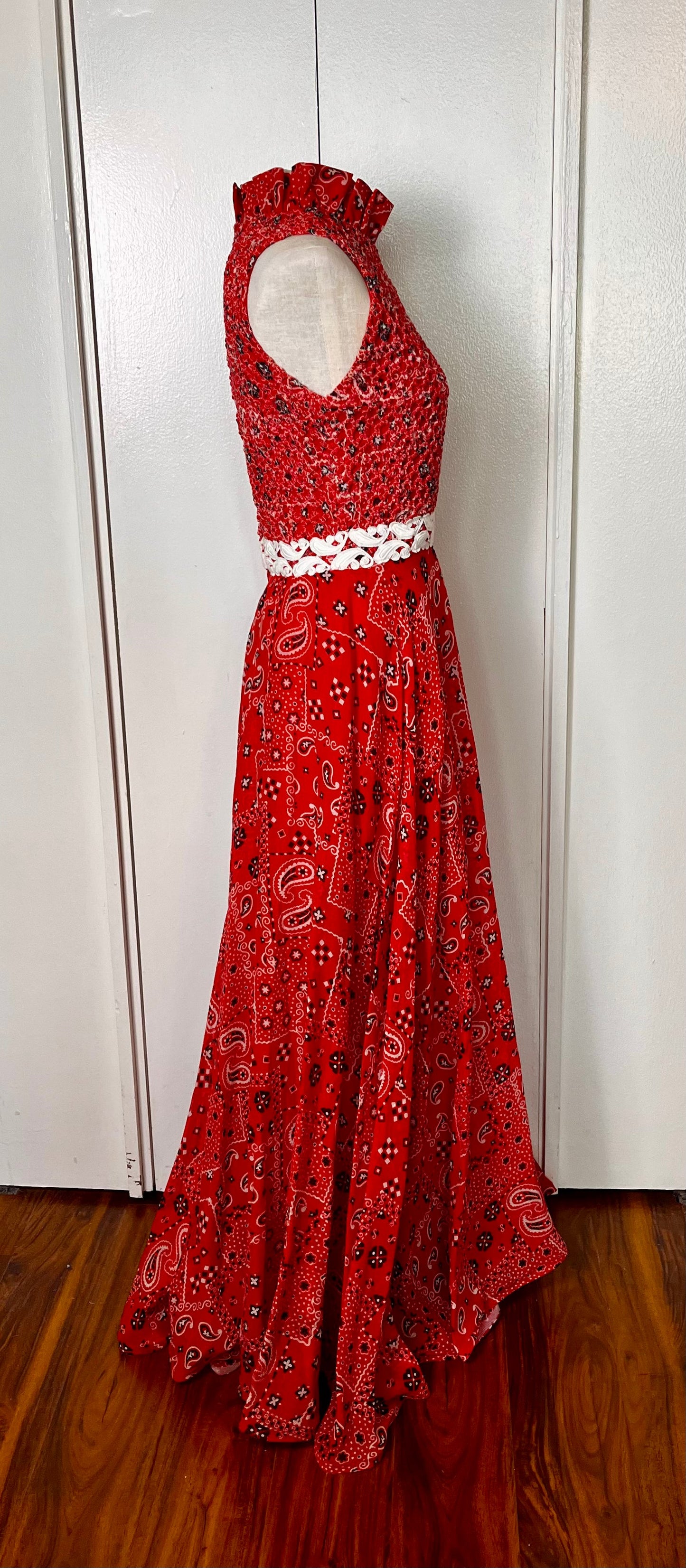 Vintage 1970's "Nancy's" Bandana Print Sleeveless Maxi Dress